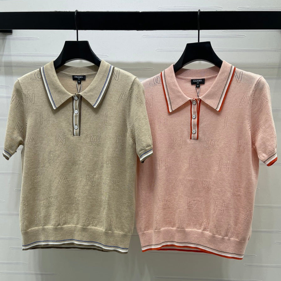 Chanel 2026 Collar Short-sleeved Shirt Cotton Cashmere 380719