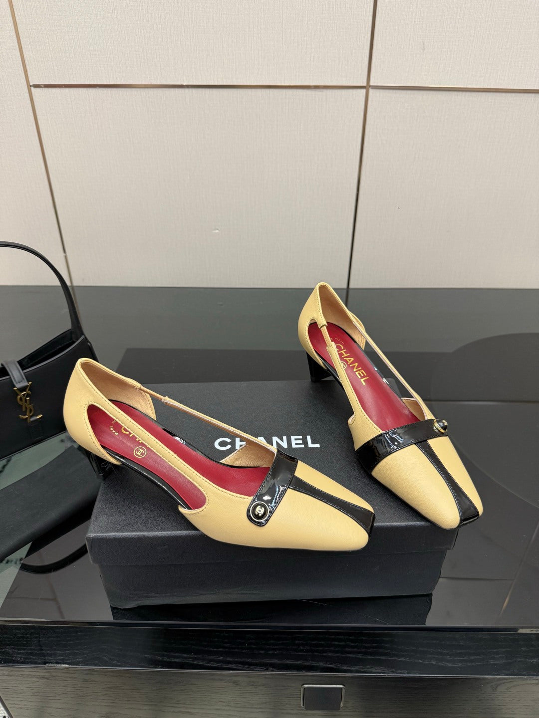 Chanel 2026 Square-Toe Chunky Heel Open-Back Sandals 50mm Leather 791612