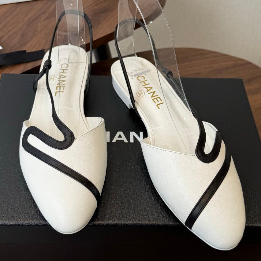 Chanel 2026 Open Back Flat Sandals Leather Sheepskin 833990