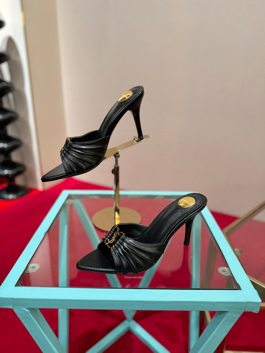 YSL 2026 Mule Sandal Calfskin With Gold Logo 925308