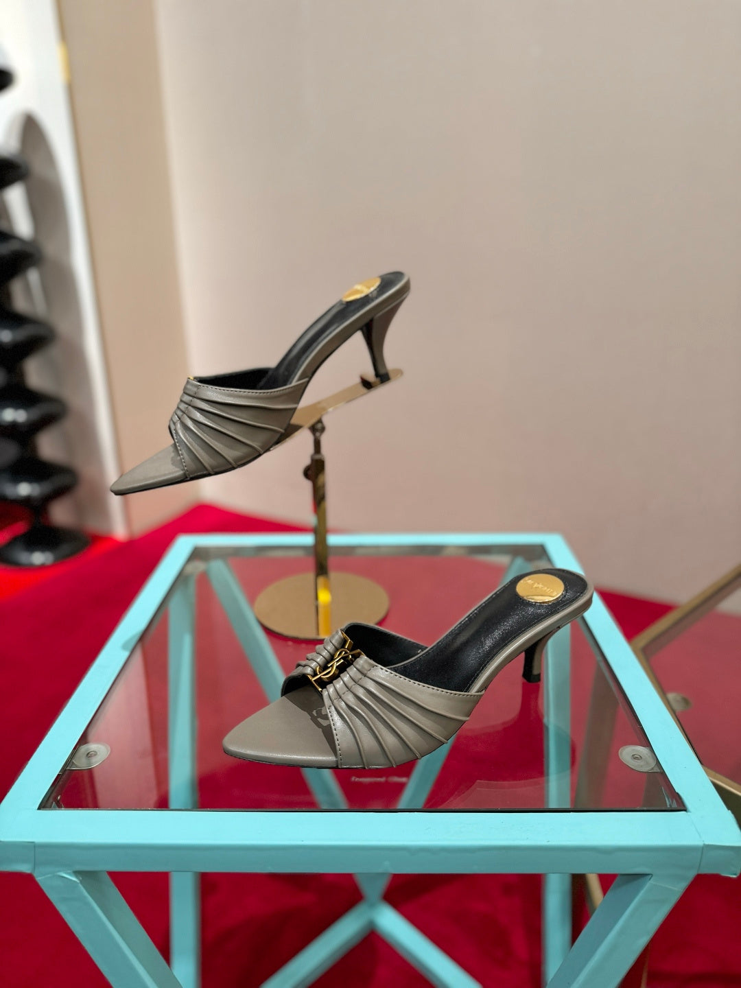 YSL 2026 Mule Sandal Calfskin With Gold Logo 925308