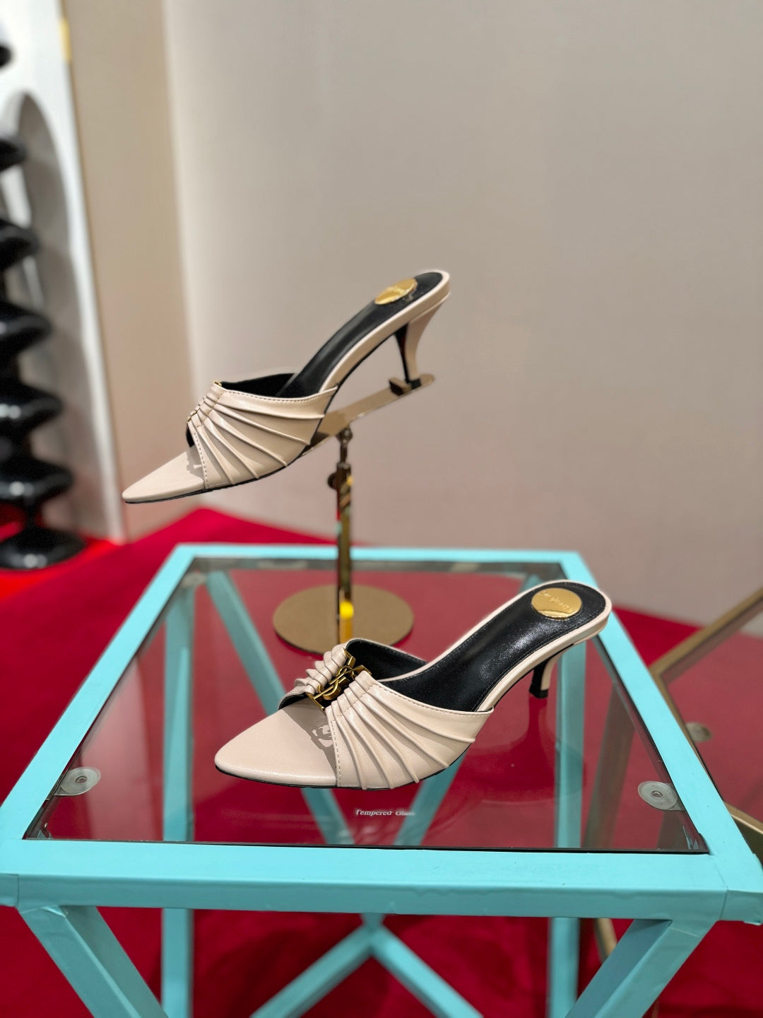 YSL 2026 Mule Sandal Calfskin With Gold Logo 925308