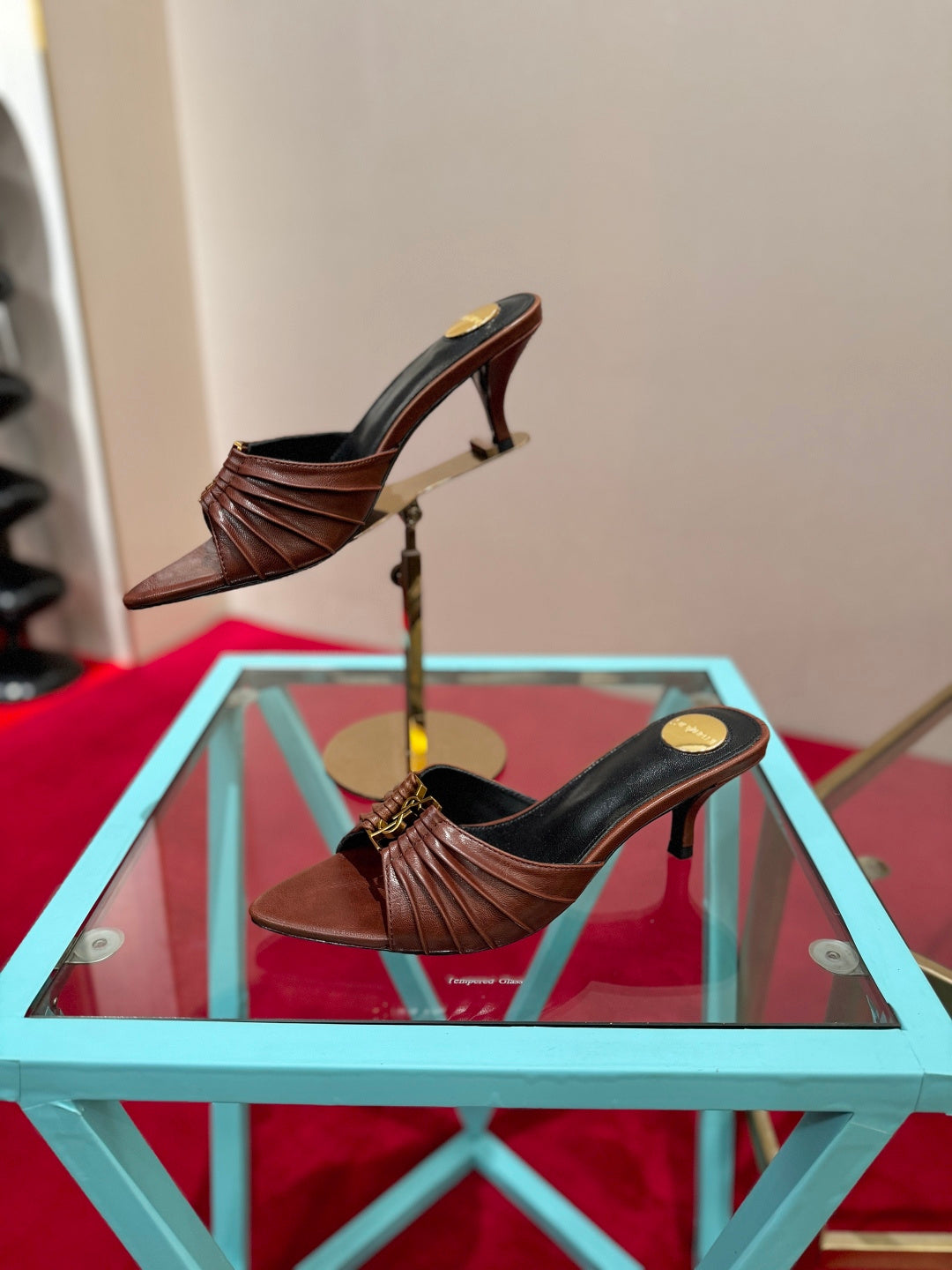 YSL 2026 Mule Sandal Calfskin With Gold Logo 925308