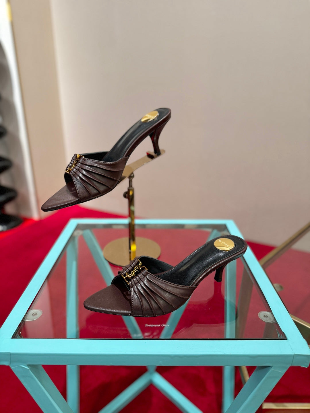 YSL 2026 Mule Sandal Calfskin With Gold Logo 925308