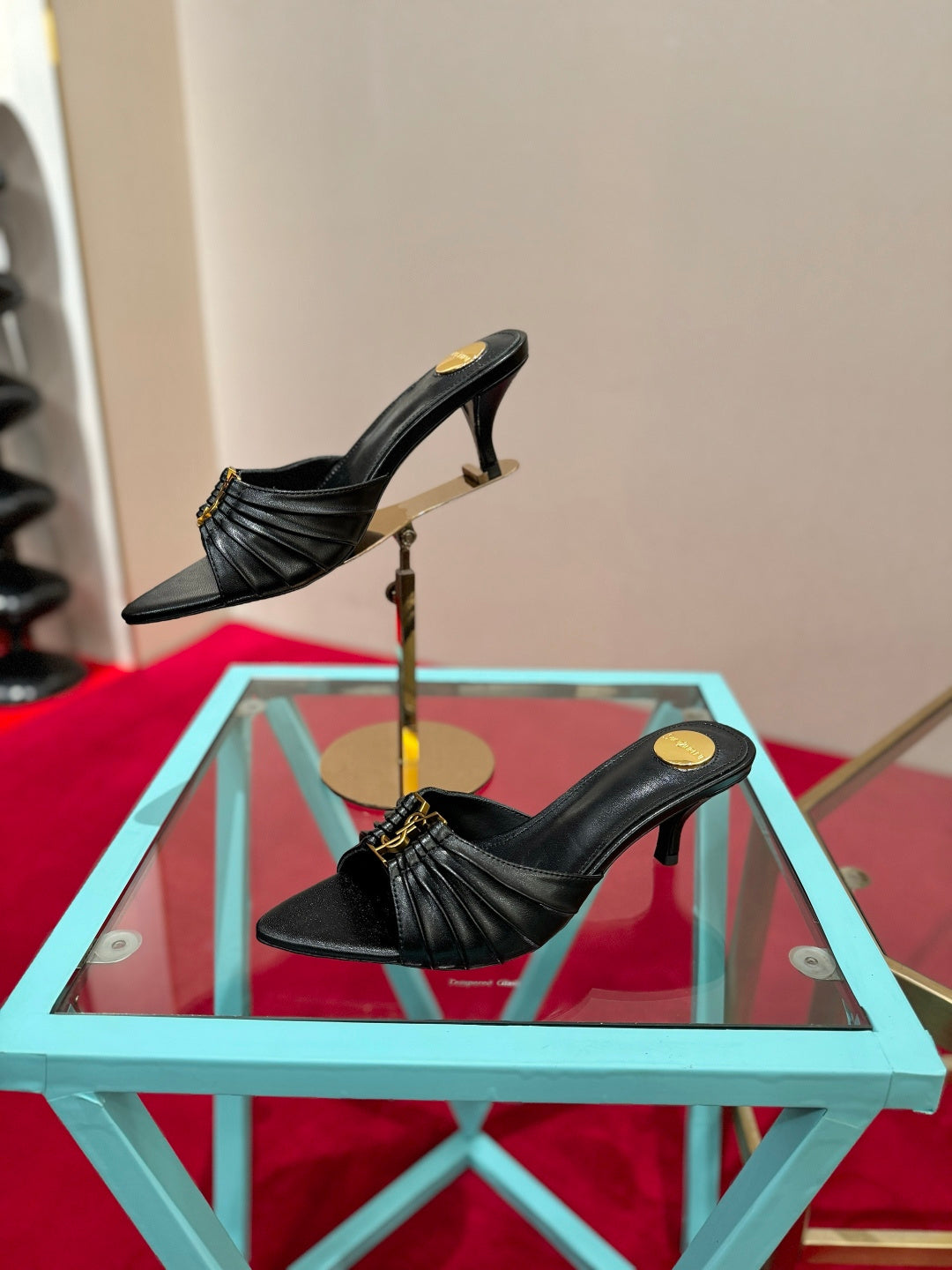 YSL 2026 Mule Sandal Calfskin With Gold Logo 925308
