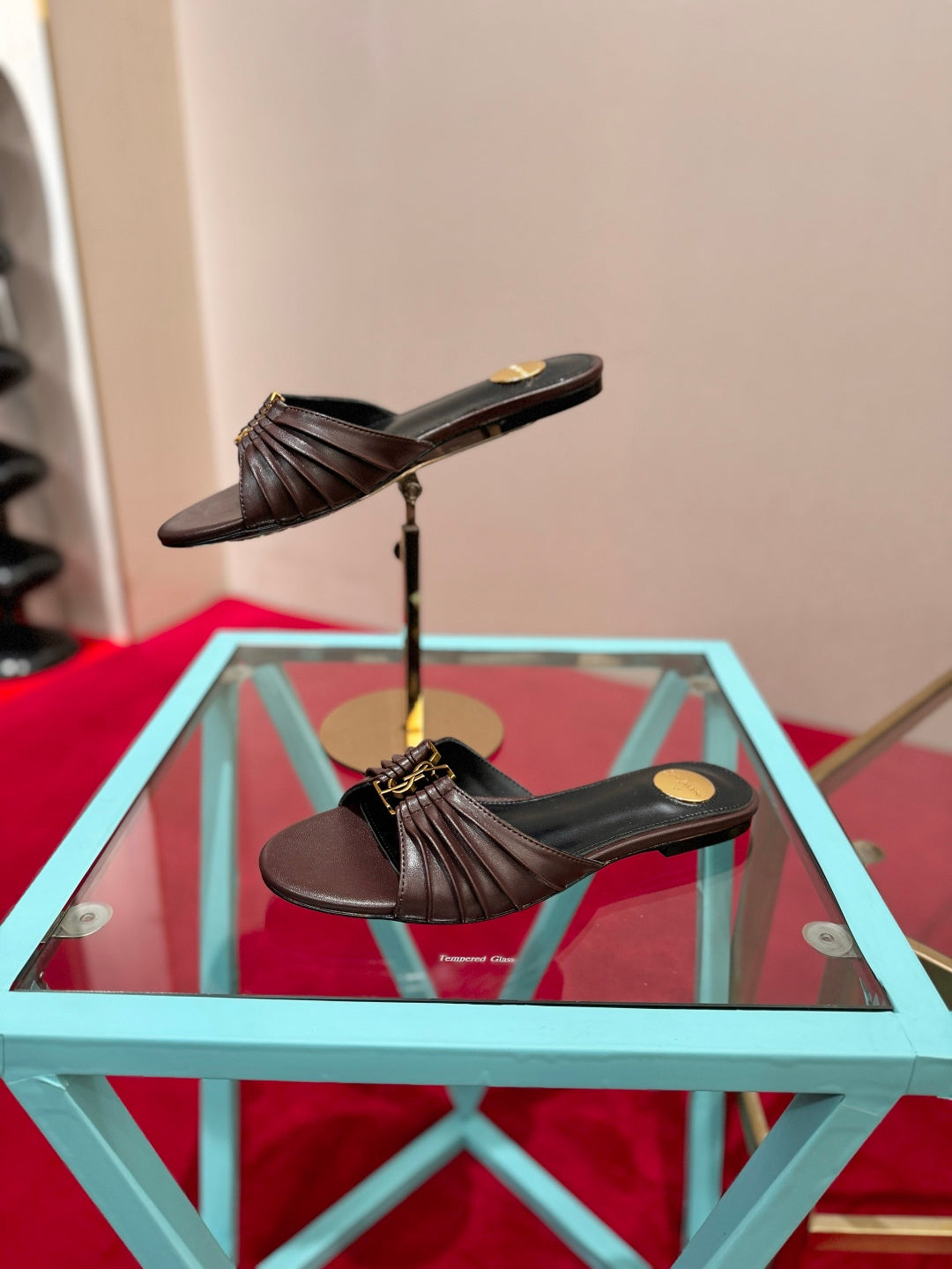 YSL 2026 Mule Sandal Calfskin With Gold Logo 925308