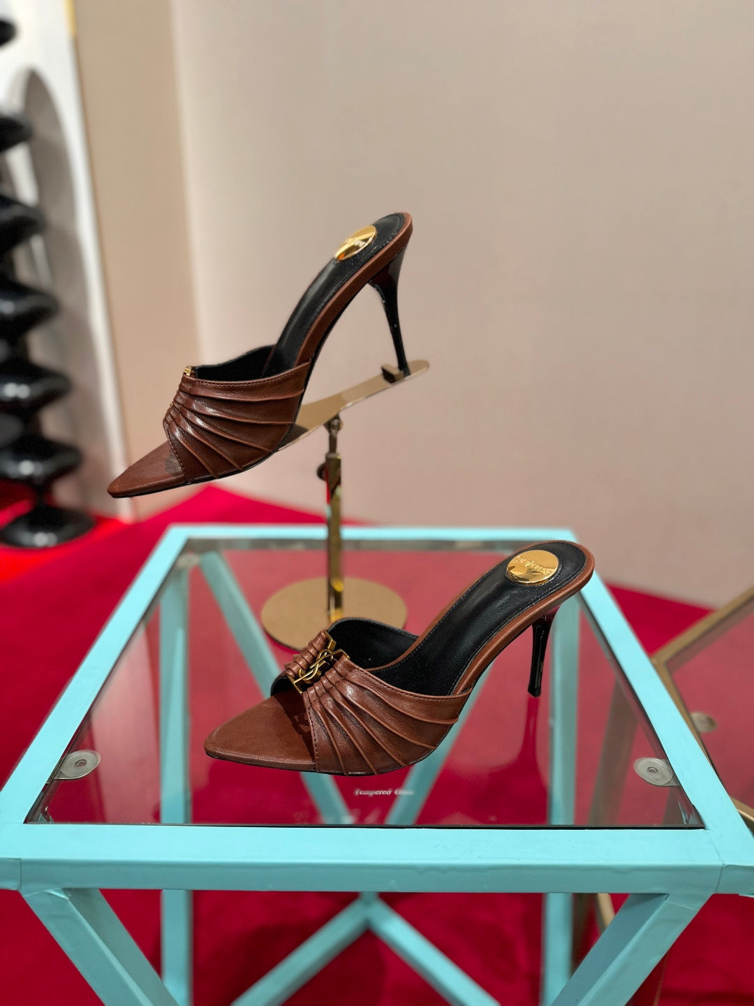 YSL 2026 Mule Sandal Calfskin With Gold Logo 925308