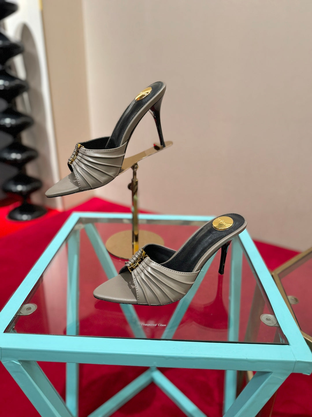 YSL 2026 Mule Sandal Calfskin With Gold Logo 925308