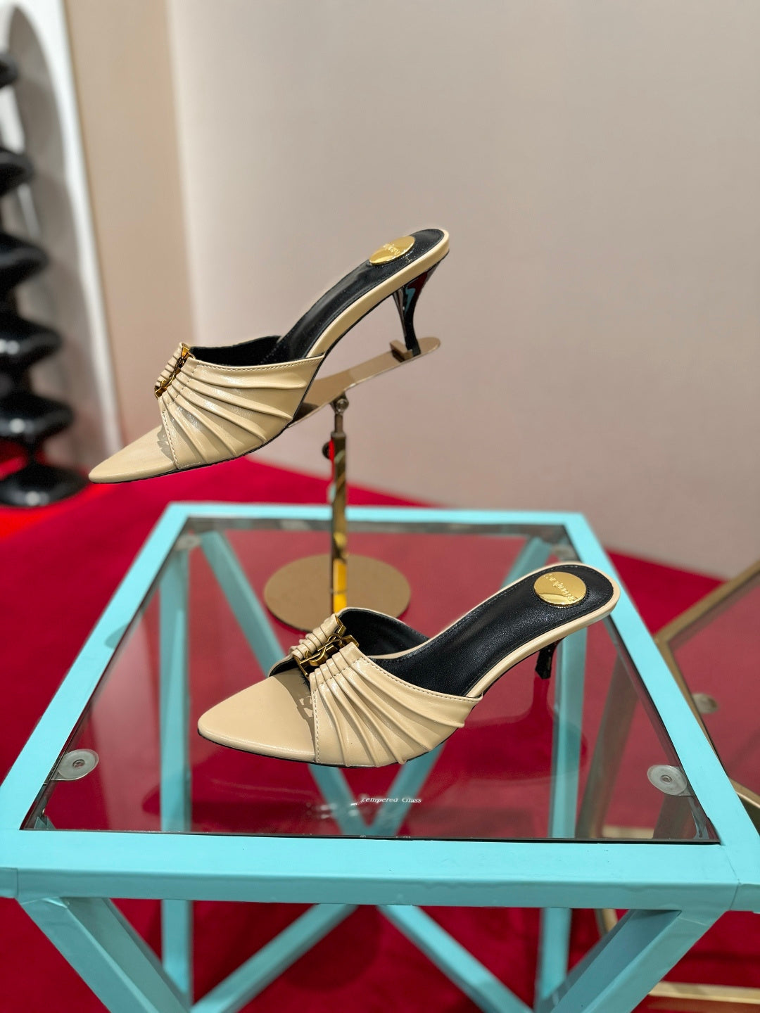 YSL 2026 Mule Sandal Calfskin With Gold Logo 925308