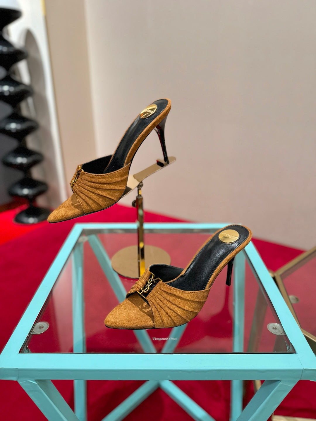 YSL 2026 Mule Sandal Calfskin With Gold Logo 925308