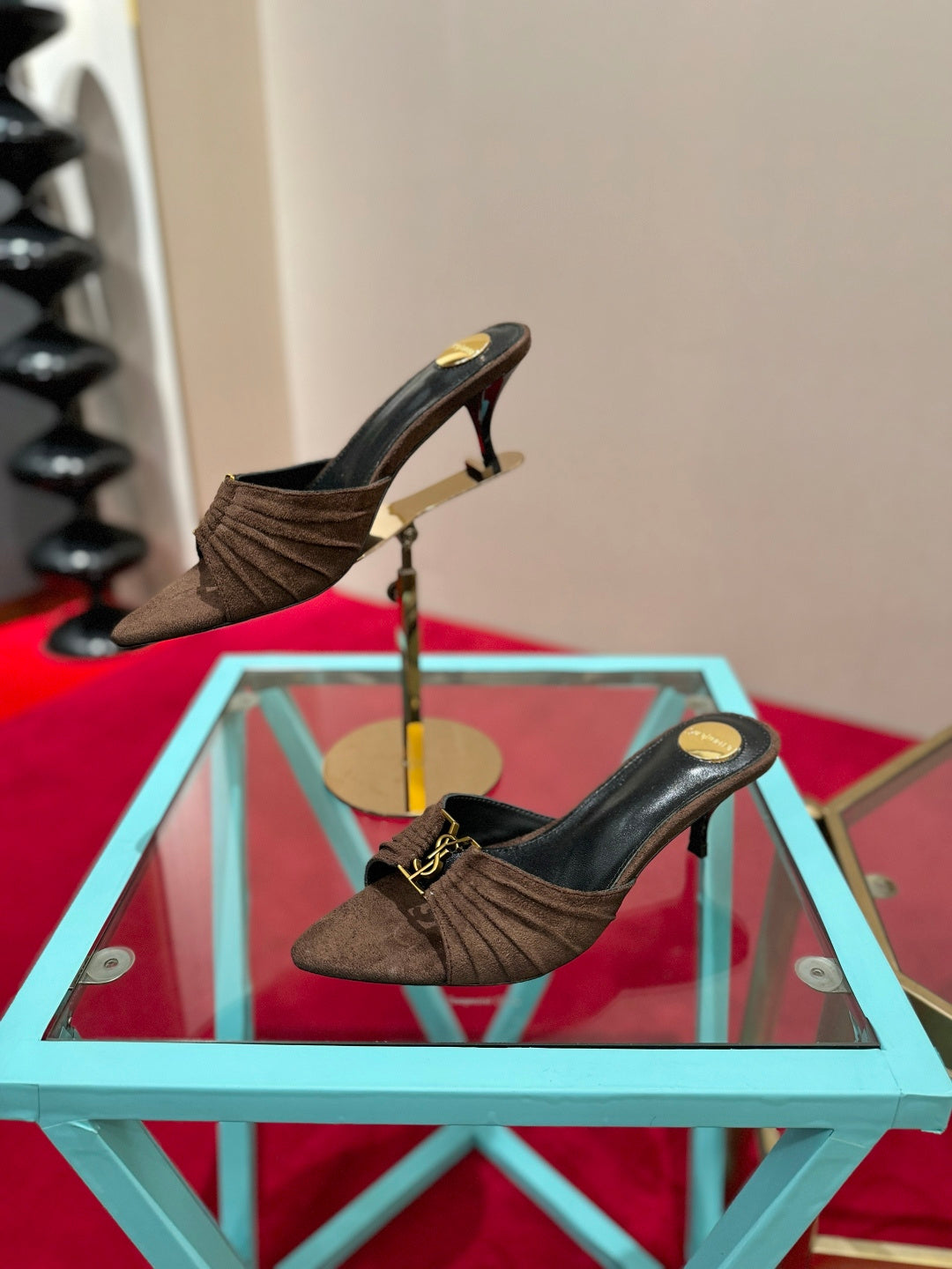 YSL 2026 Mule Sandal Calfskin With Gold Logo 925308