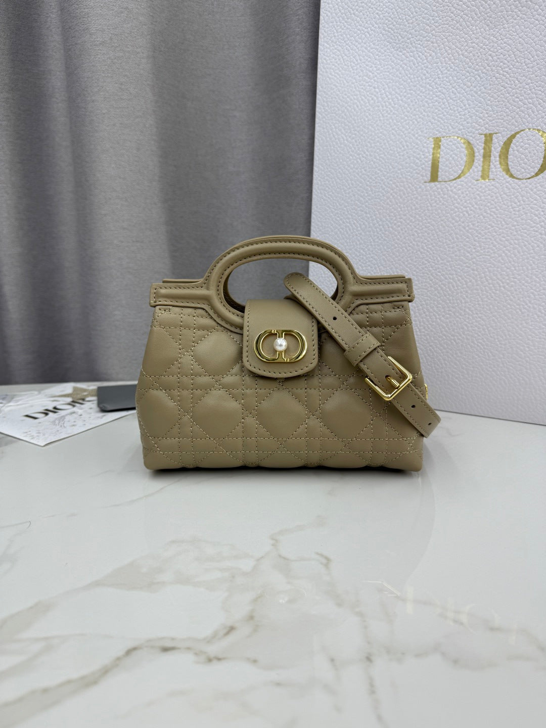 Dior 2026 Jolie Top Handle Mini Chain Handbag 18.5cm Grained Calfskin