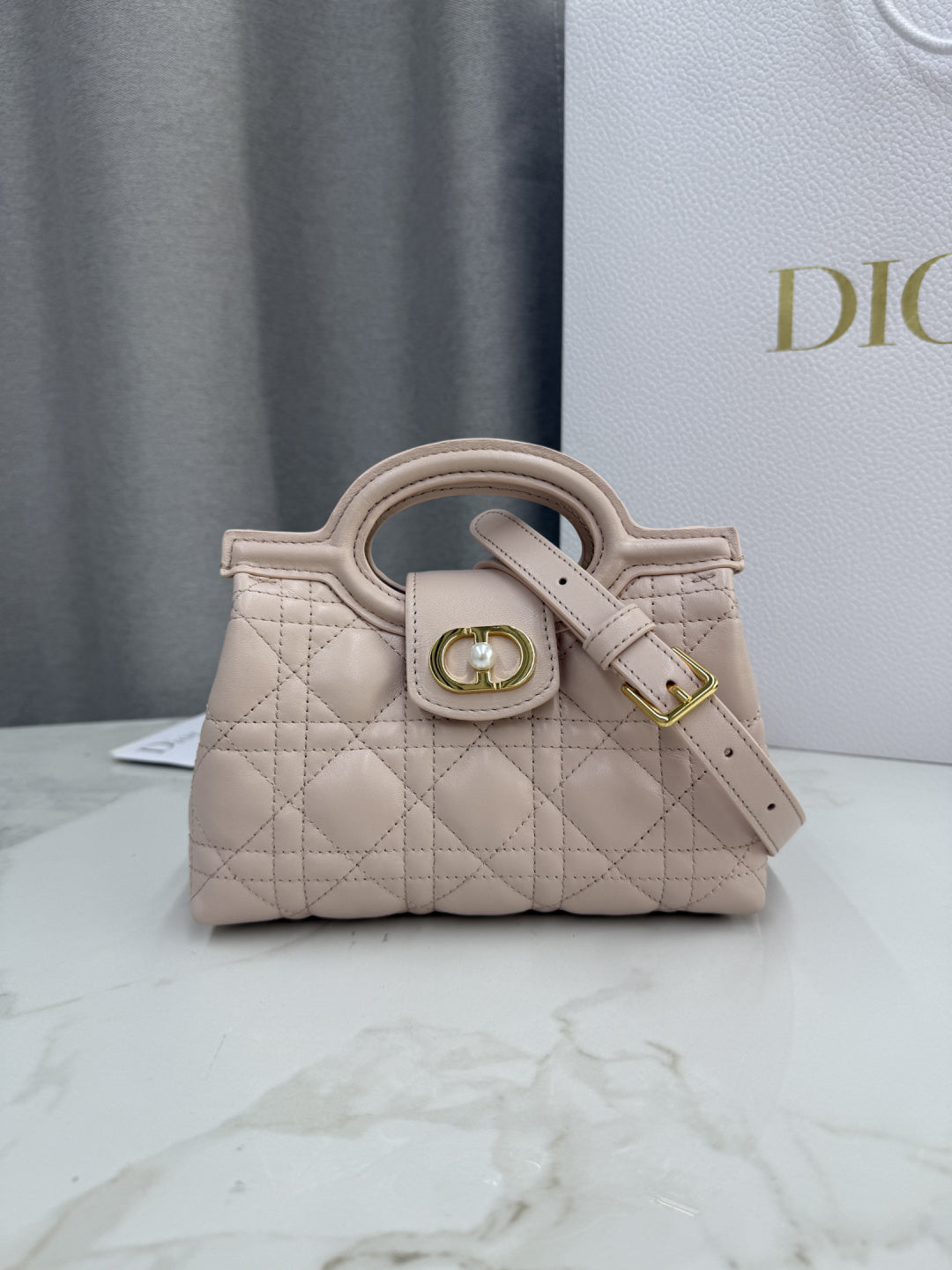 Dior 2026 Jolie Top Handle Mini Chain Handbag 18.5cm Grained Calfskin