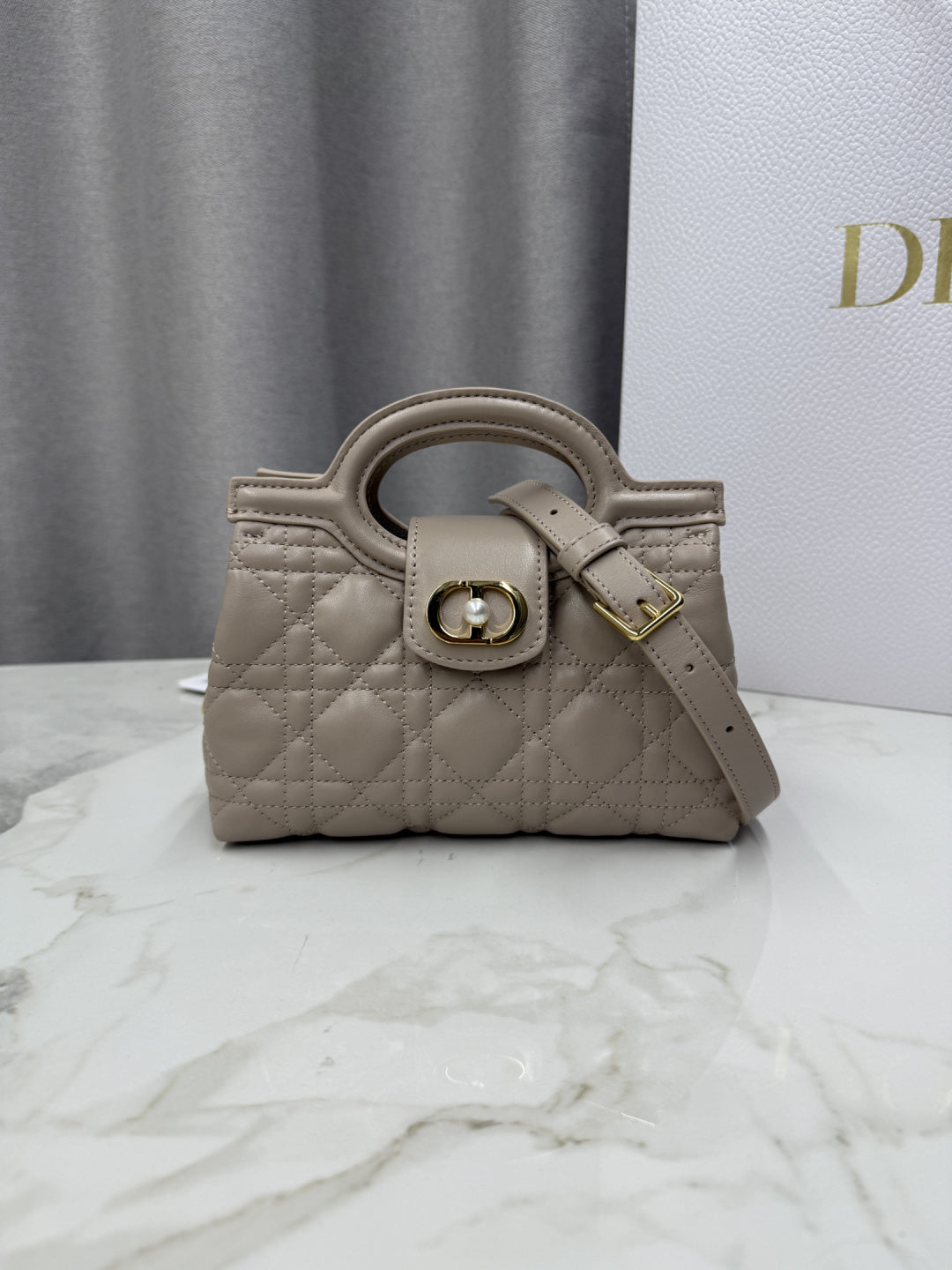 Dior 2026 Jolie Top Handle Mini Chain Handbag 18.5cm Grained Calfskin