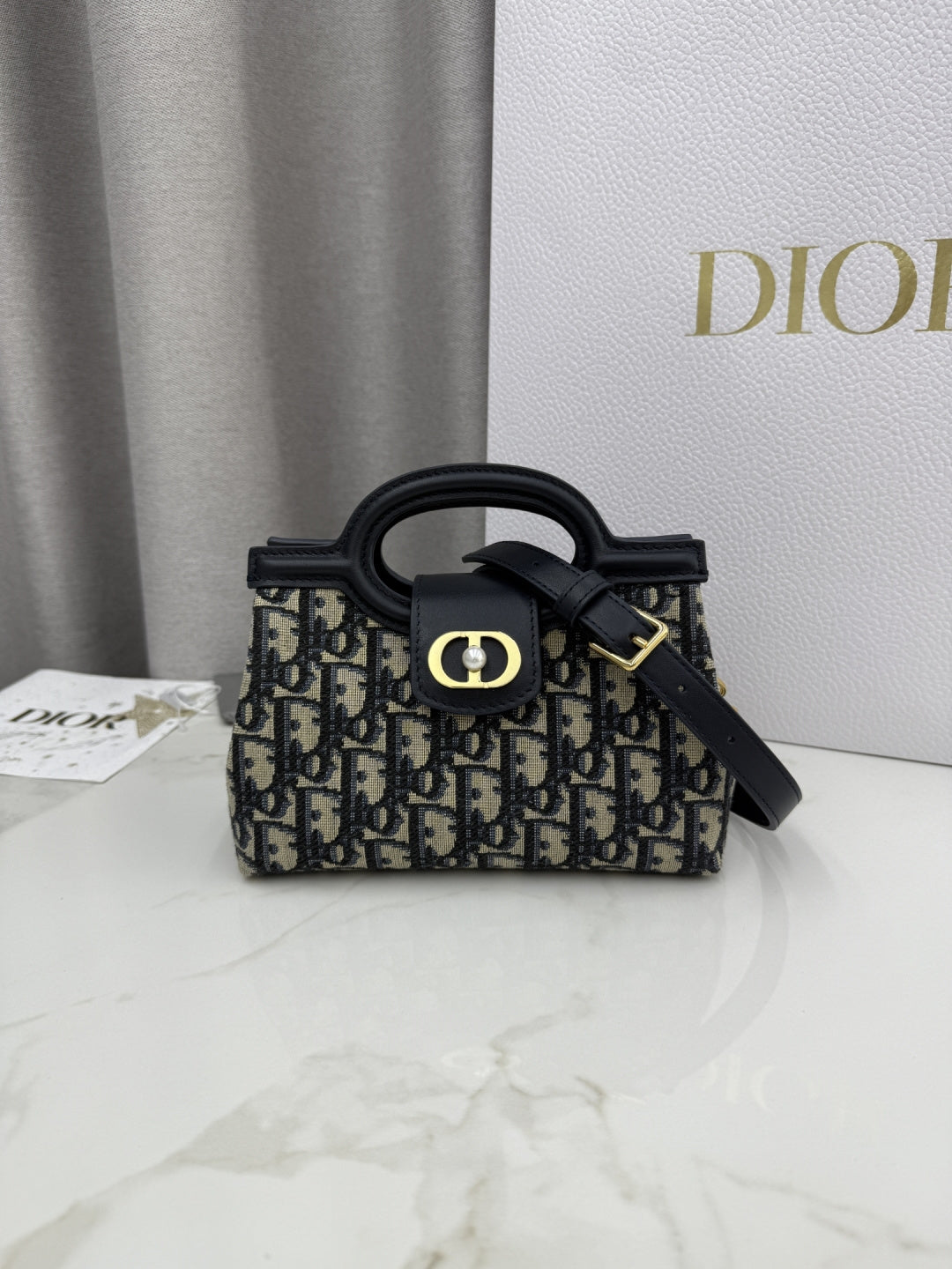 Dior 2026 Jolie Top Handle Mini Chain Handbag 18.5cm Grained Calfskin