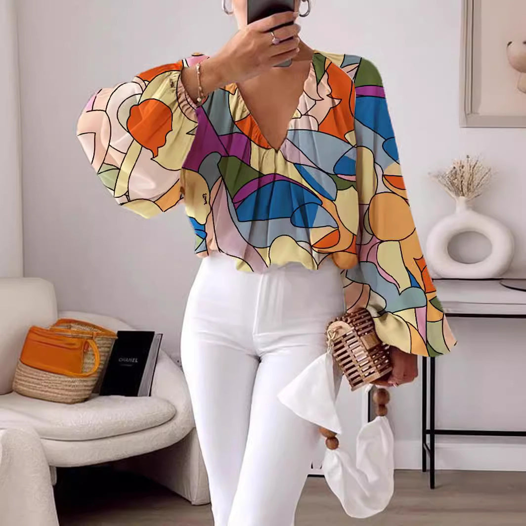 Chemise Femme Ample à Imprimé Tendance