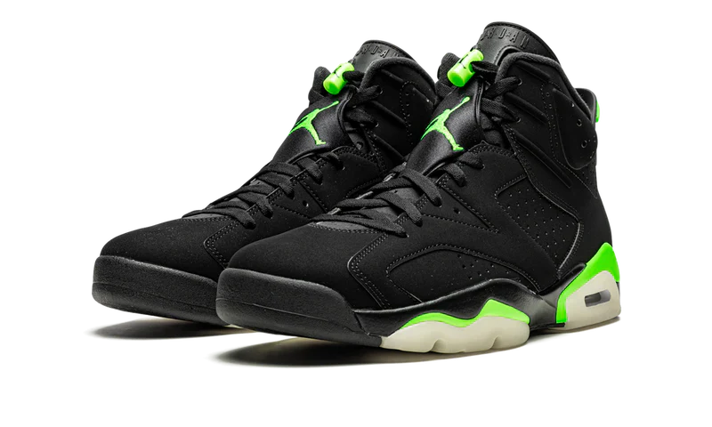 Nike Air Jordan 6 Retro Black Neon Green Velvet Leather