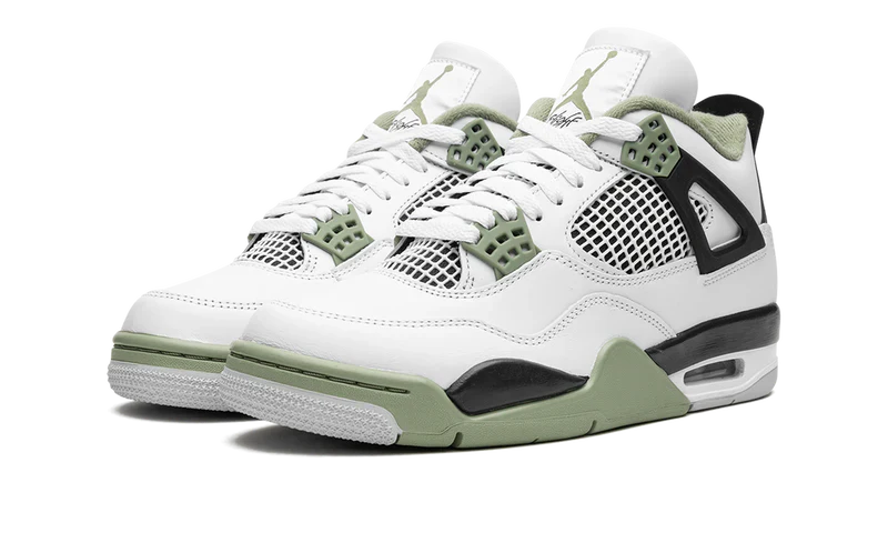 Nike Air Jordan 4 Retro White Green Black Suede