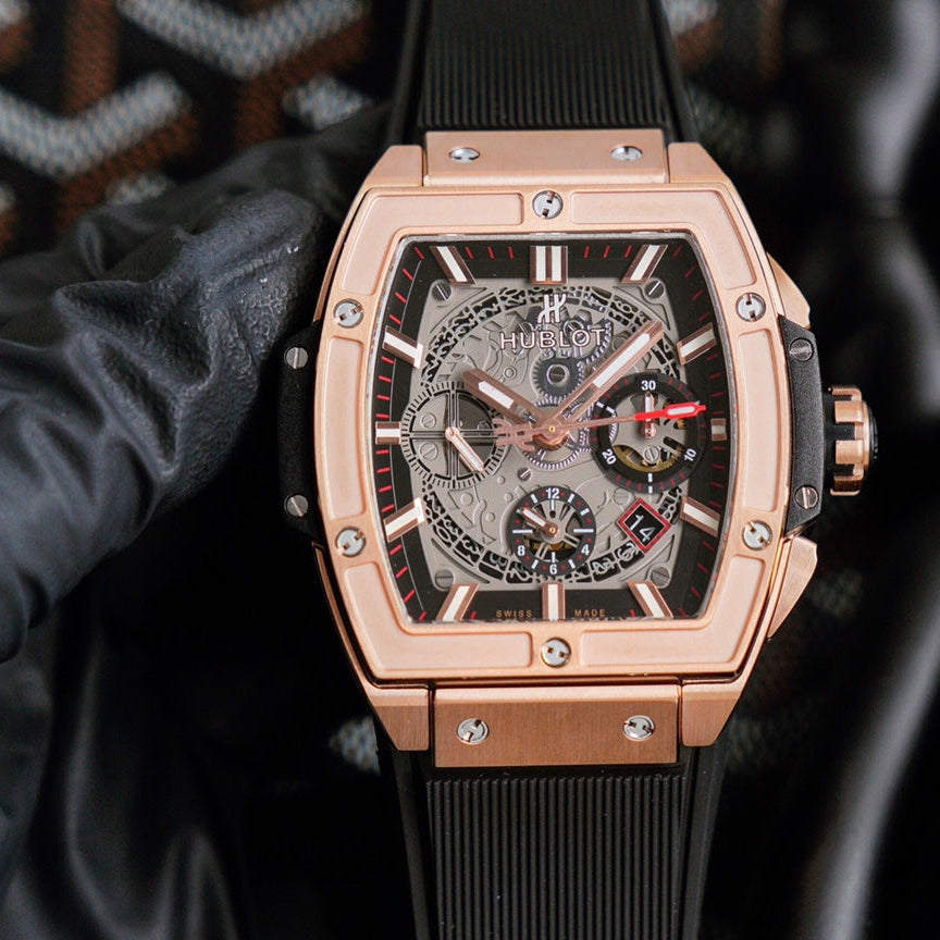 Hublot Spirit of Big Bang Rose Gold 42mm Watch Black Strap