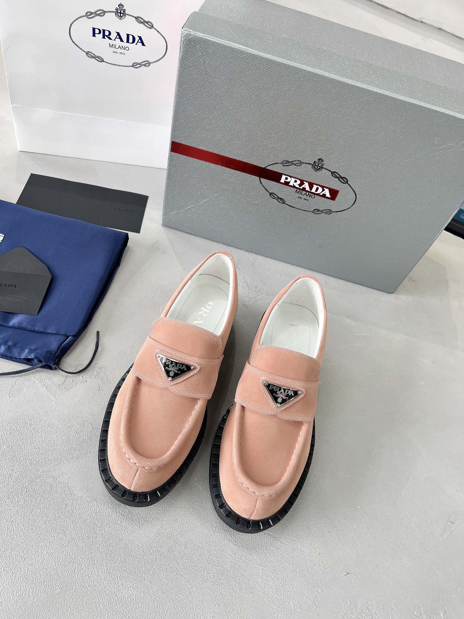 Prada 2026 Loafer Multicolor Suede Sheepskin 715985