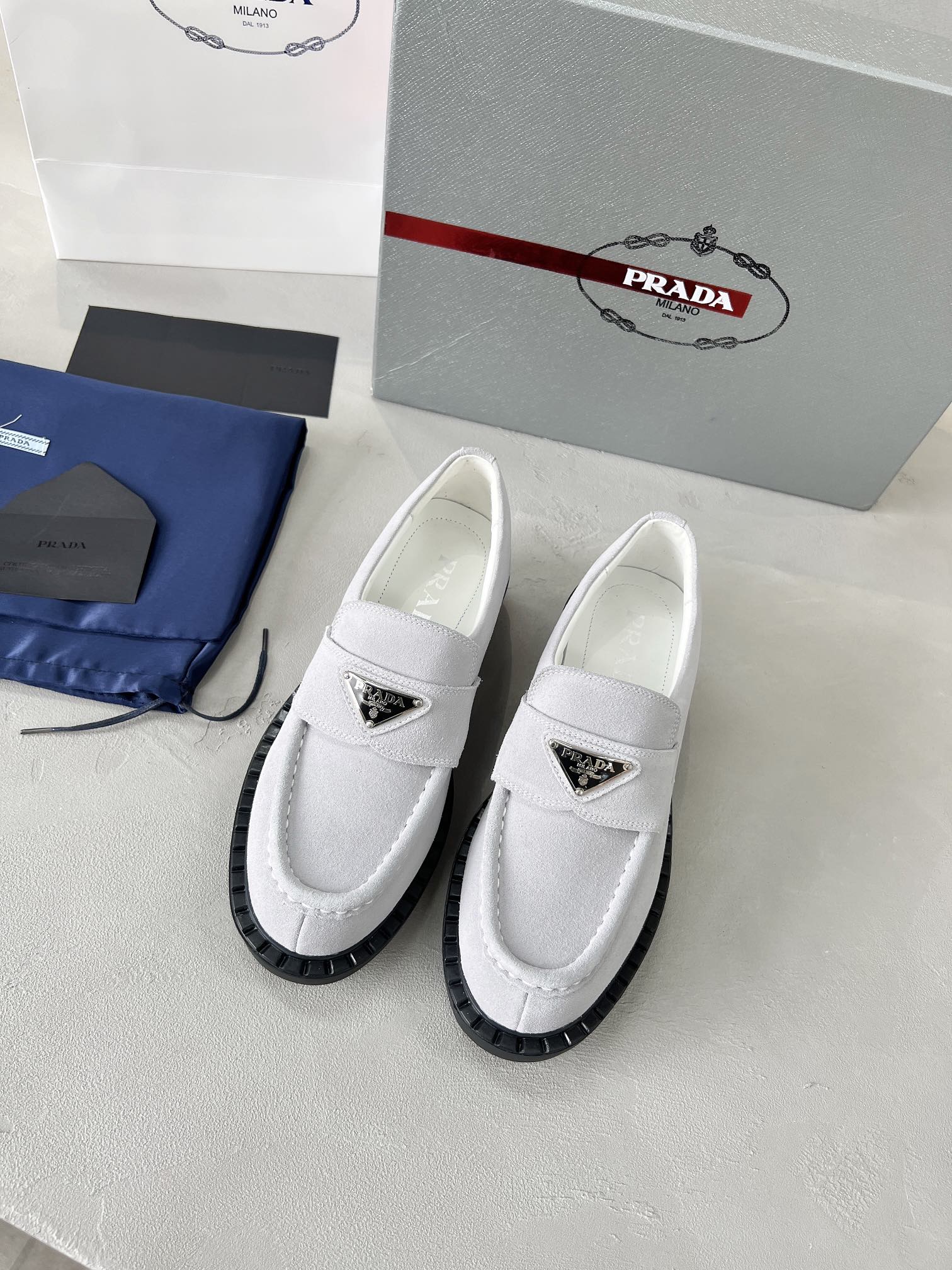 Prada 2026 Loafer Multicolor Suede Sheepskin 715985