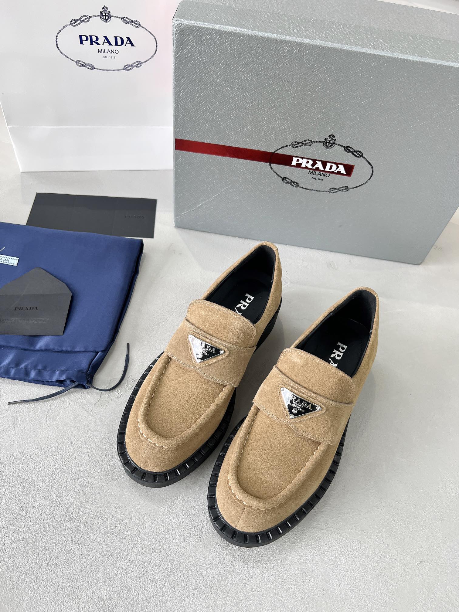 Prada 2026 Loafer Multicolor Suede Sheepskin 715985