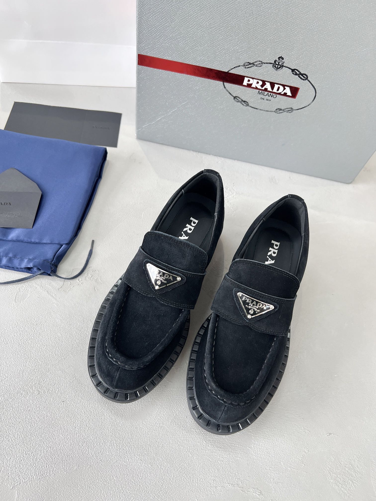 Prada 2026 Loafer Multicolor Suede Sheepskin 715985