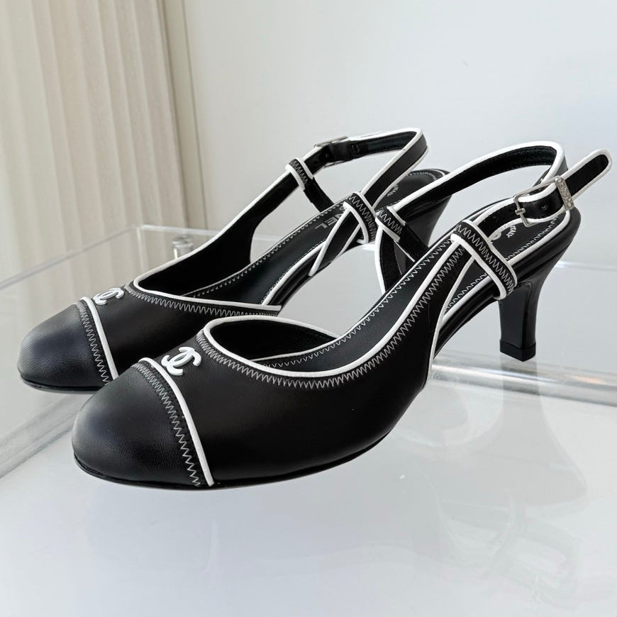 Chanel 2026 Slingback Kitten Heels Sandals Sheepskin 823451