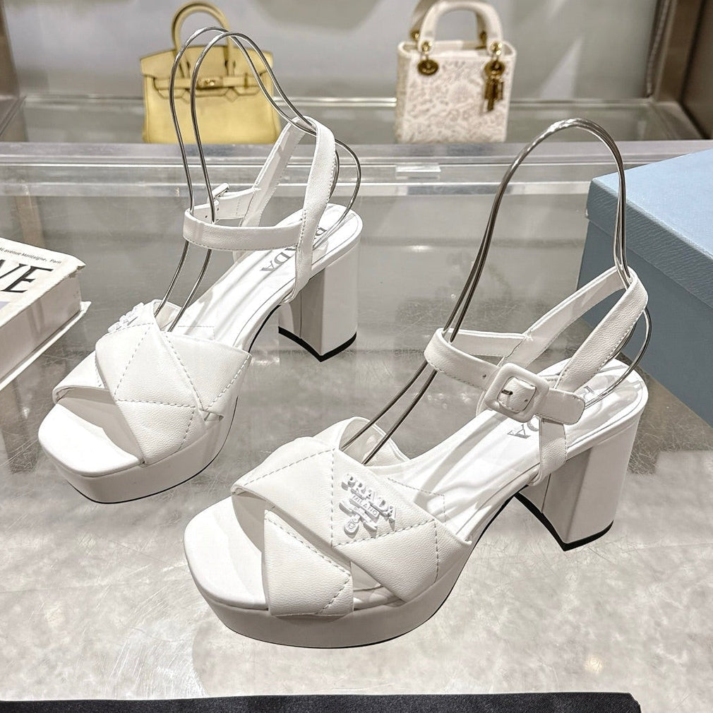 Prada 2026 Quilted Platform Sandal 85mm Sheepskin 715609