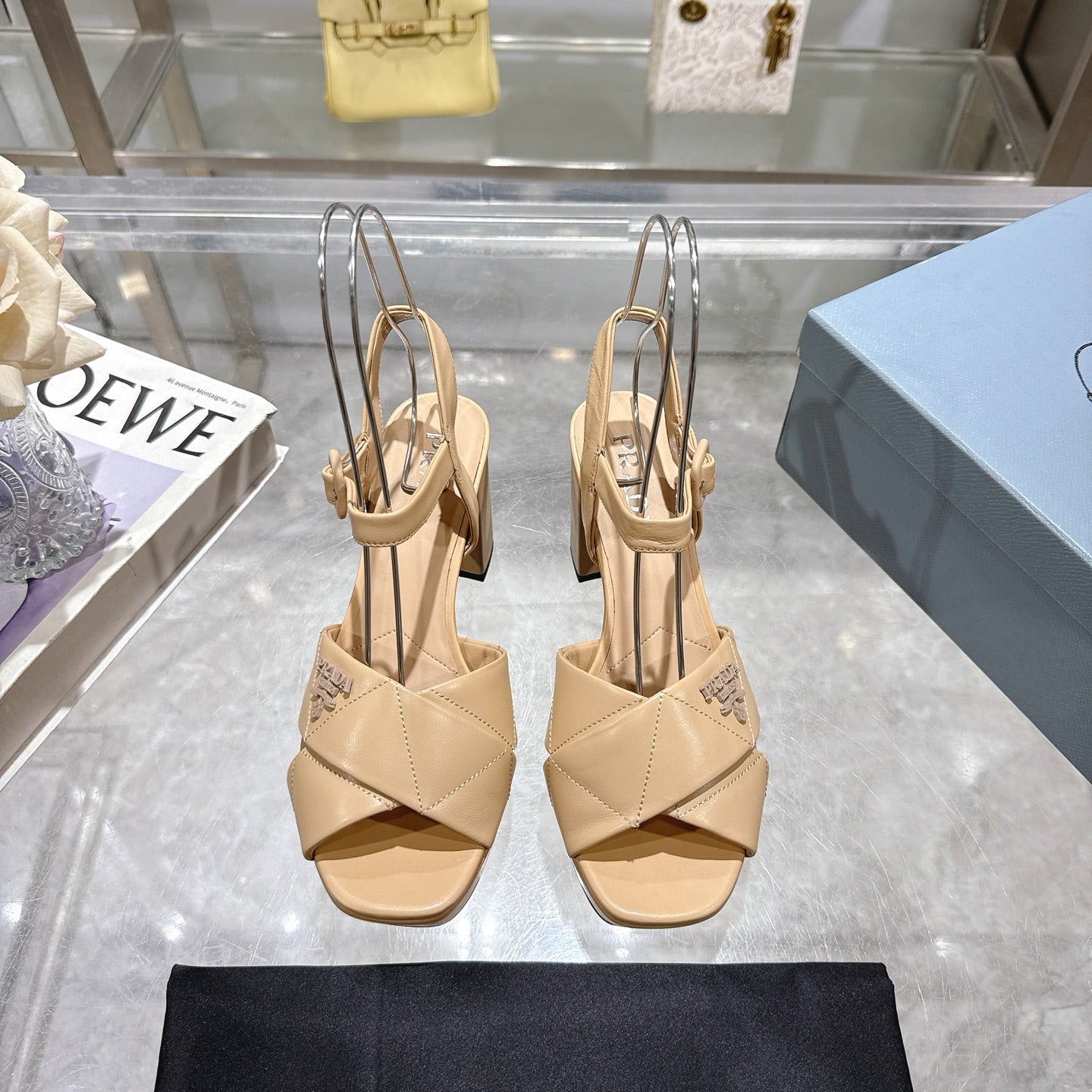 Prada 2026 Quilted Platform Sandal 85mm Sheepskin 715609