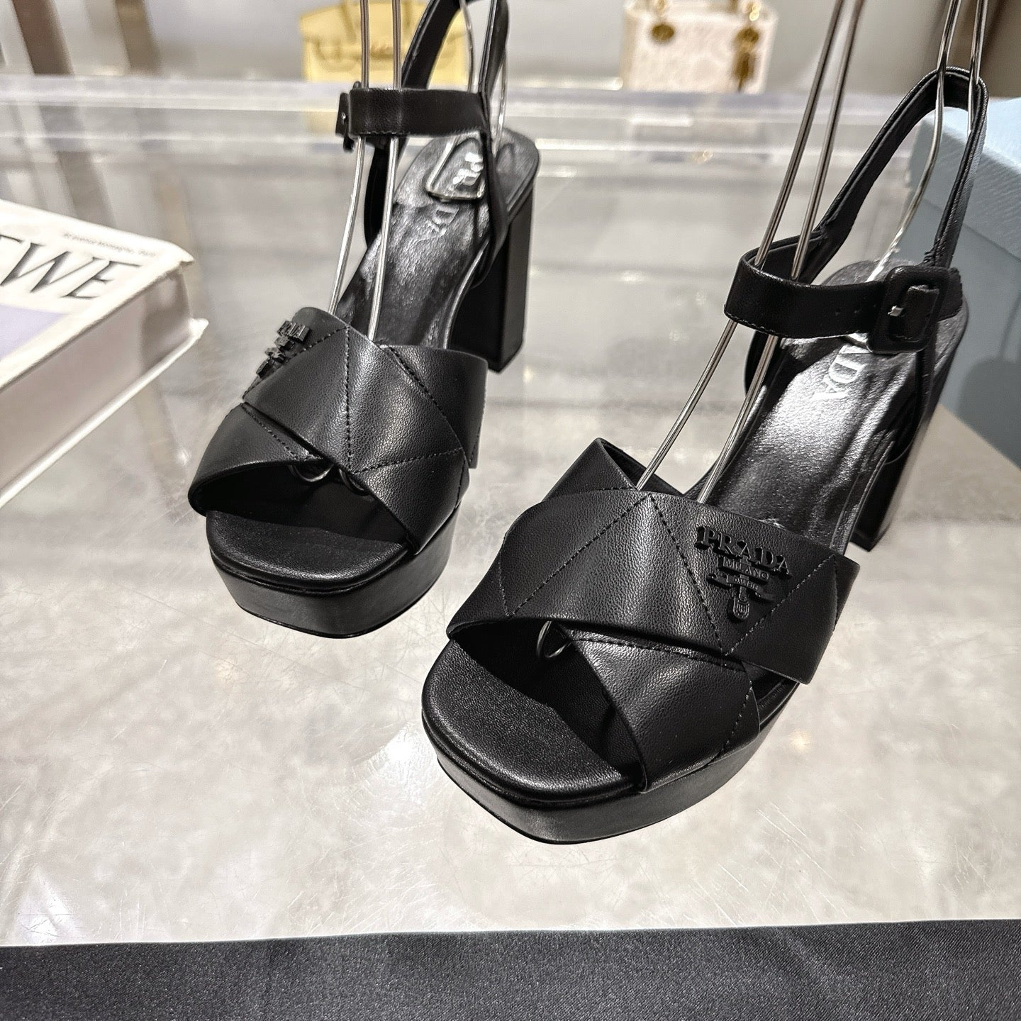 Prada 2026 Quilted Platform Sandal 85mm Sheepskin 715609