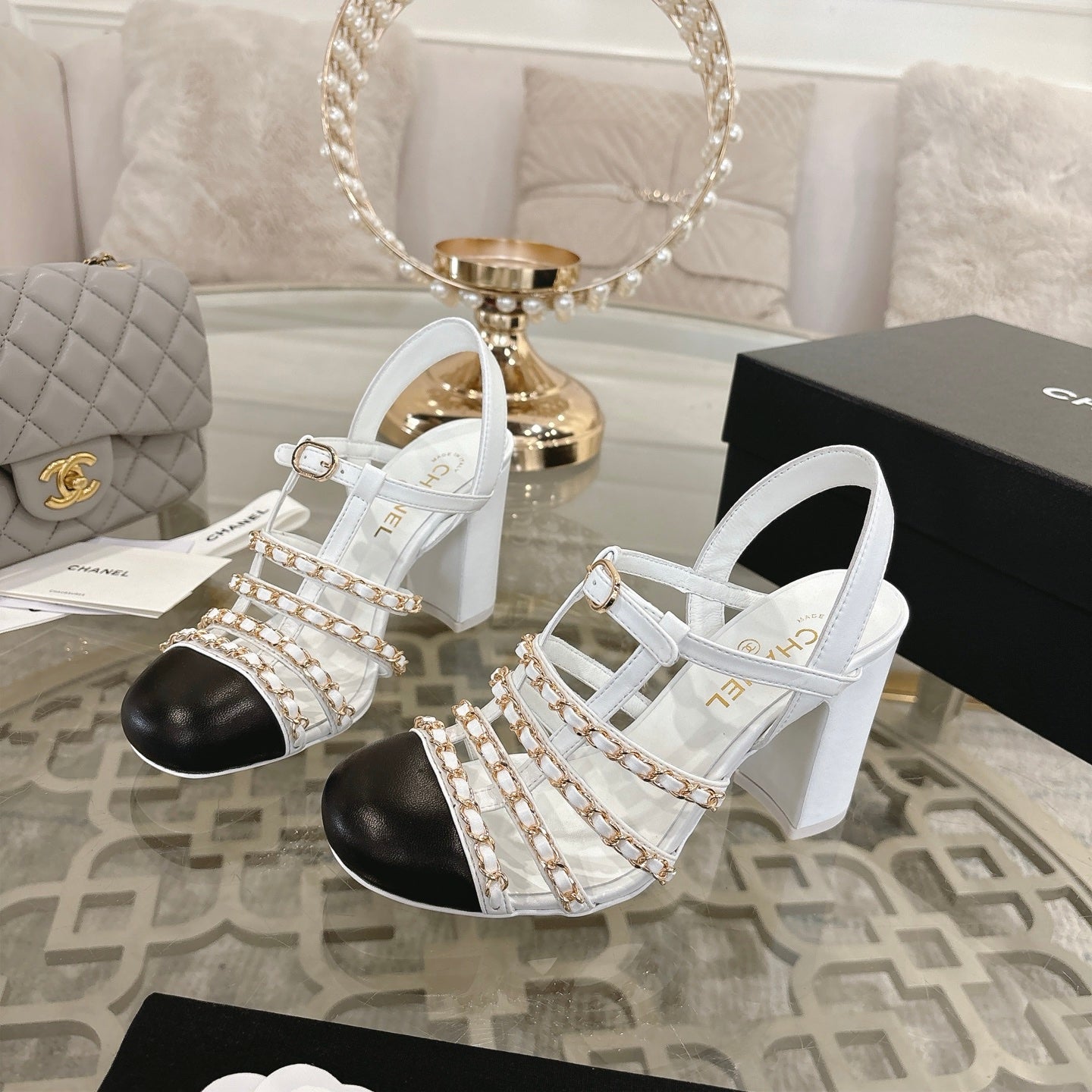 Chanel 2026 High-Heeled Sandals 8.5cm Lambskin Sheepskin 834423