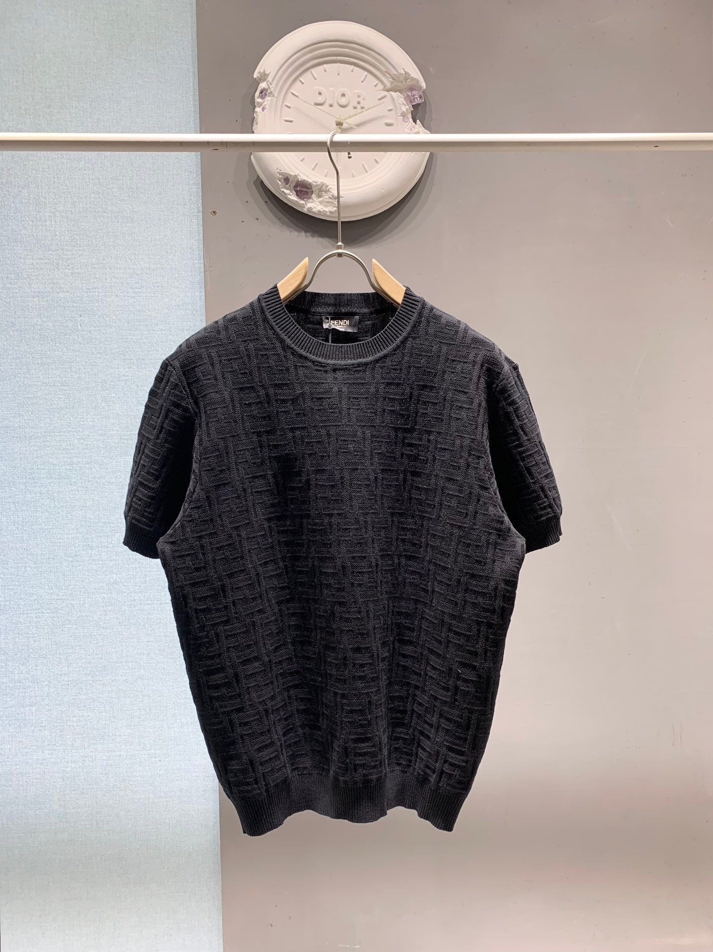 Fendi 2026 Men's Jacquard T-shirt Cotton Knit 801438