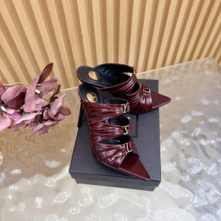 YSL 26ss High Heeled Mules 110 Cowhide