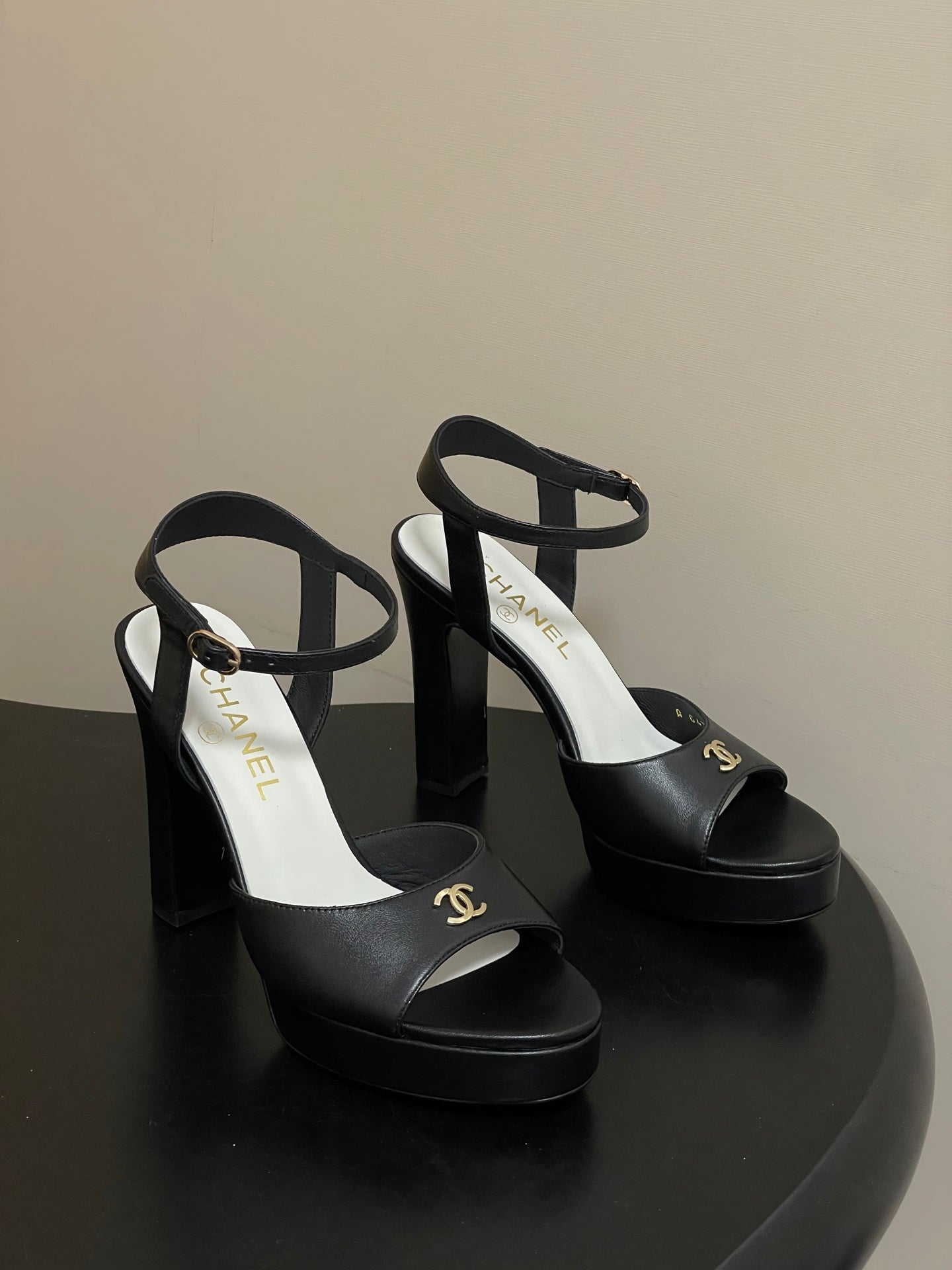 Chanel 2026 High heeled Chunky Platform Peep-toe Sandals Sheepskin 664989