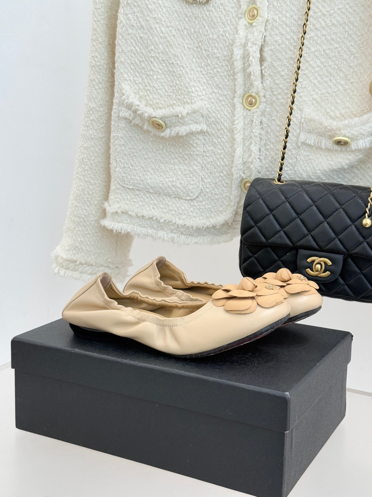 CC 2026  Double C Camellia Ballet Flat Sheepskin