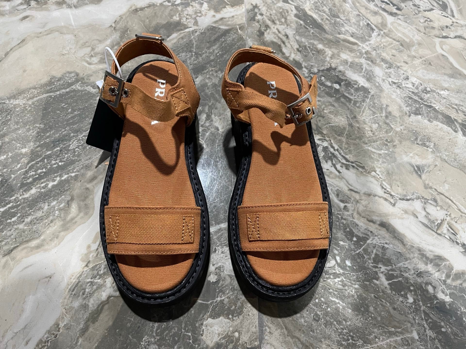 Prada 2026 Monolith Sandal Multicolor Fabric Leather 715509