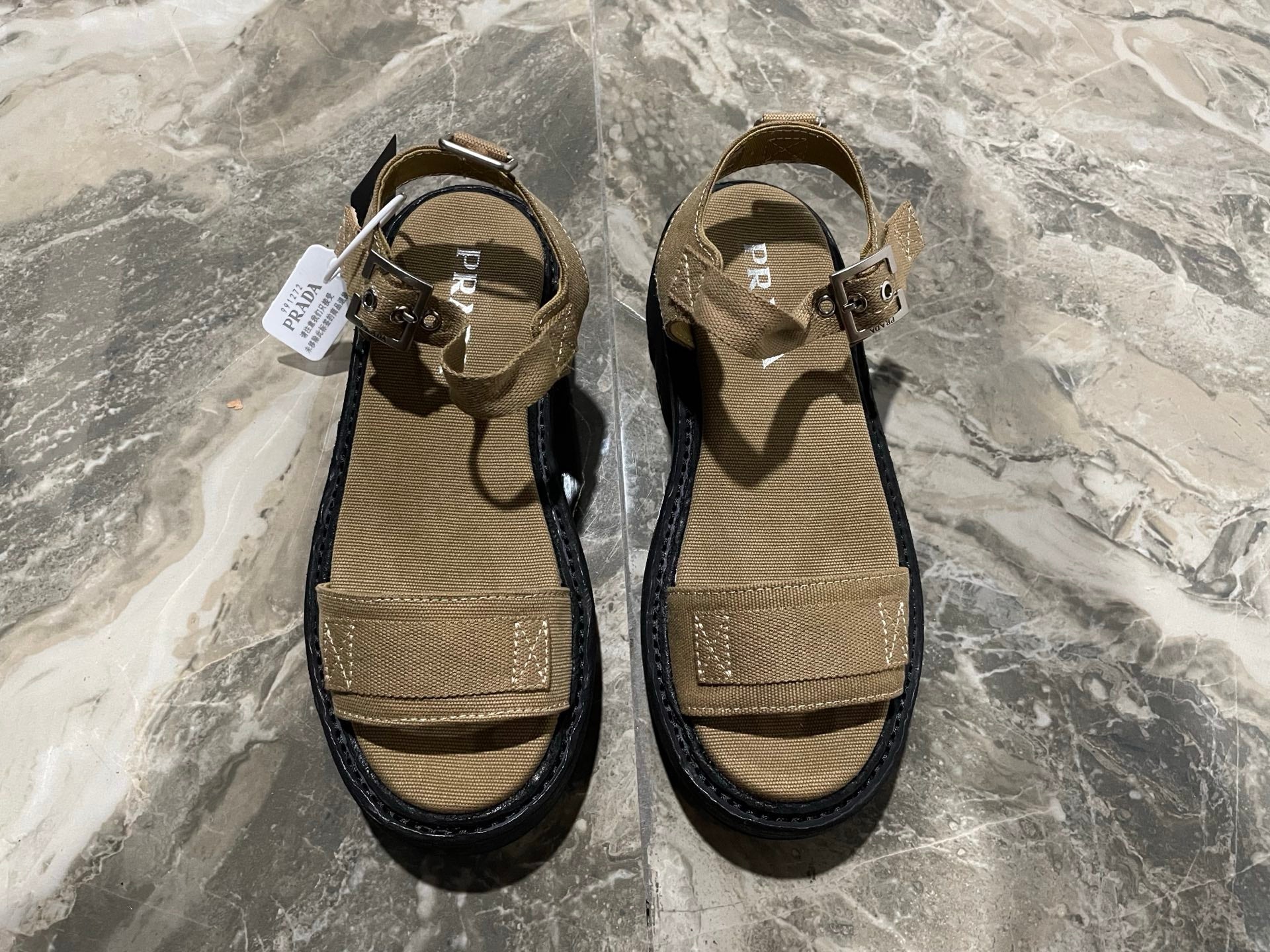 Prada 2026 Monolith Sandal Multicolor Fabric Leather 715509