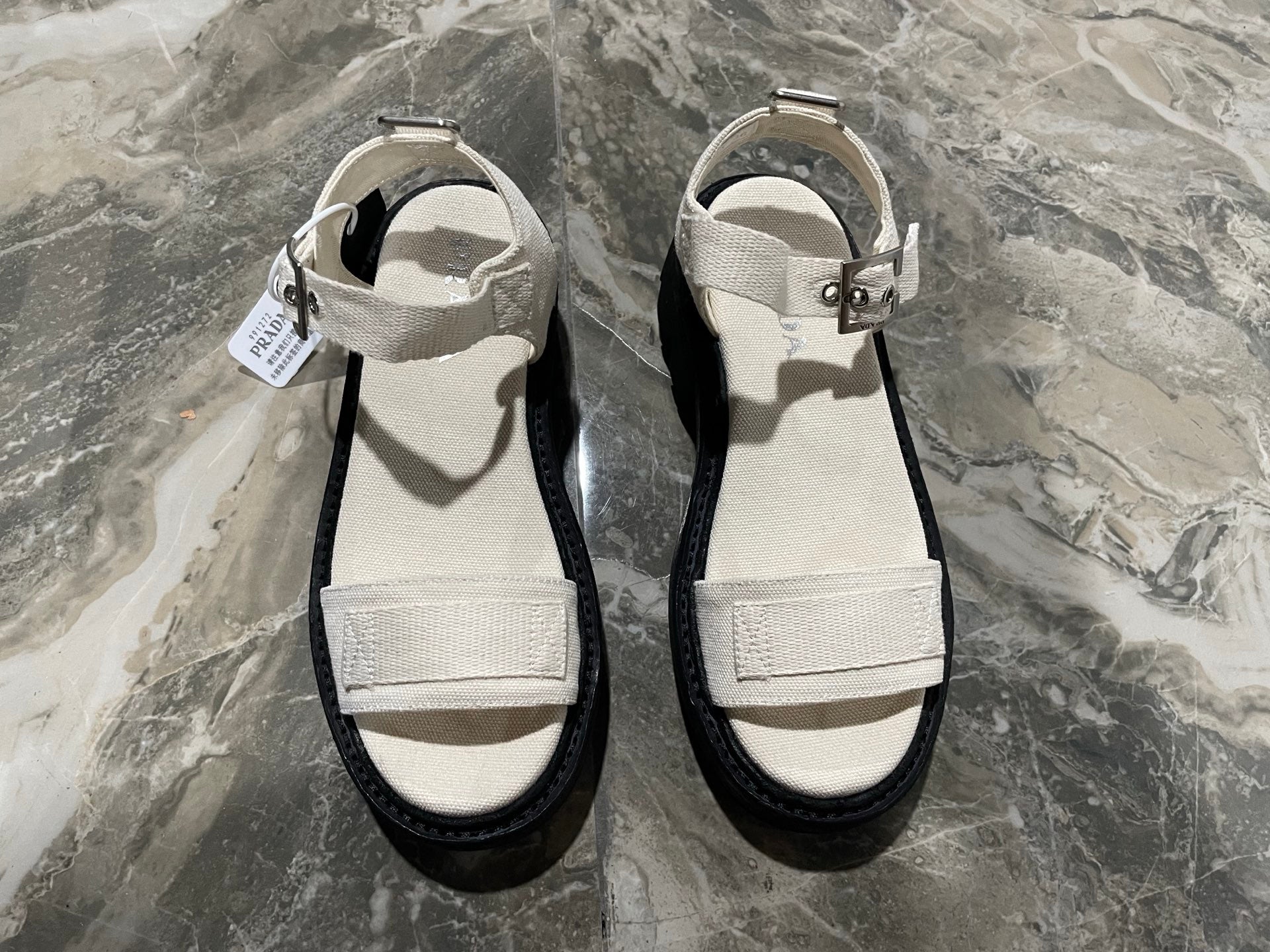Prada 2026 Monolith Sandal Multicolor Fabric Leather 715509