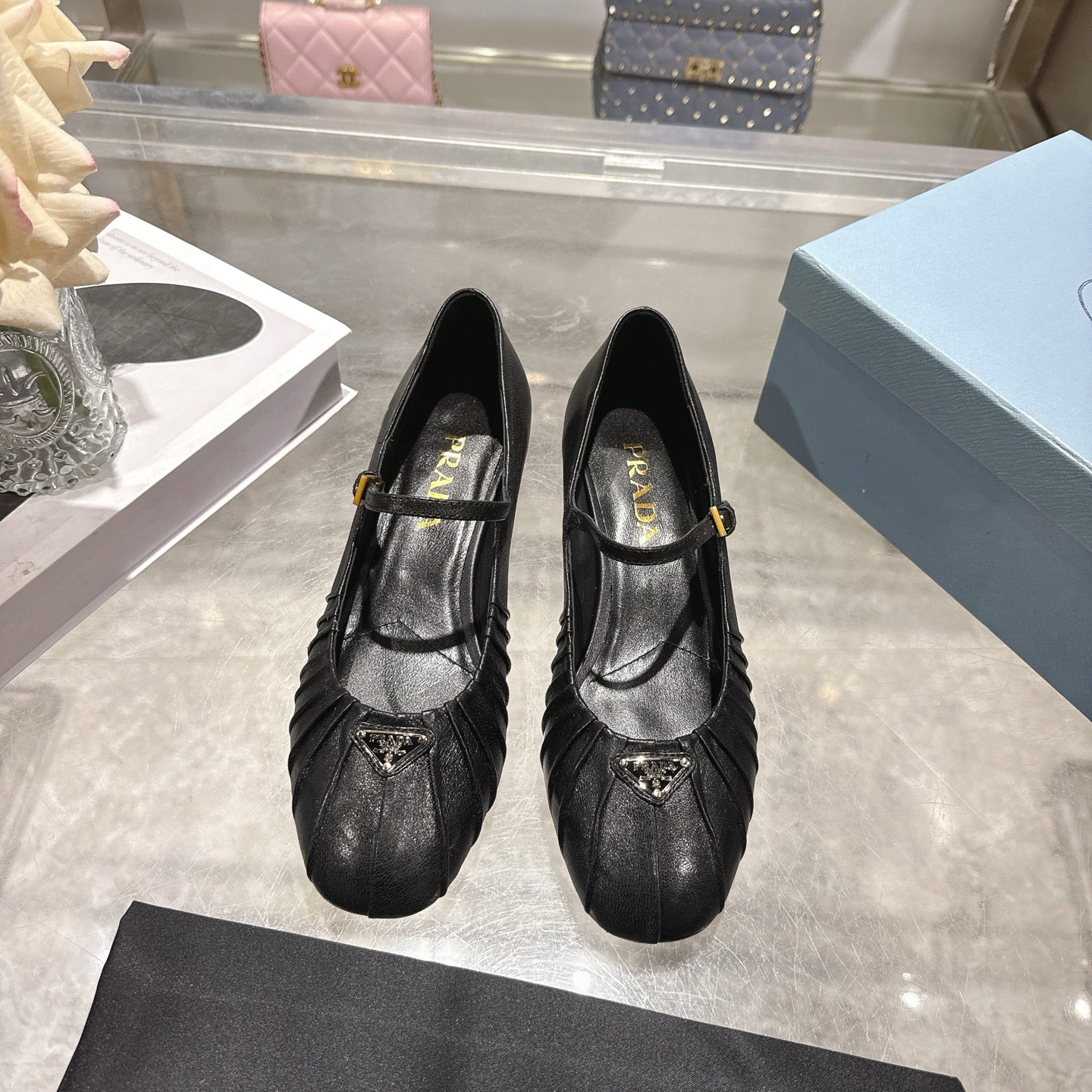 Prada 2026 Heel Ballet Shoe 40mm Sheepskin 715598