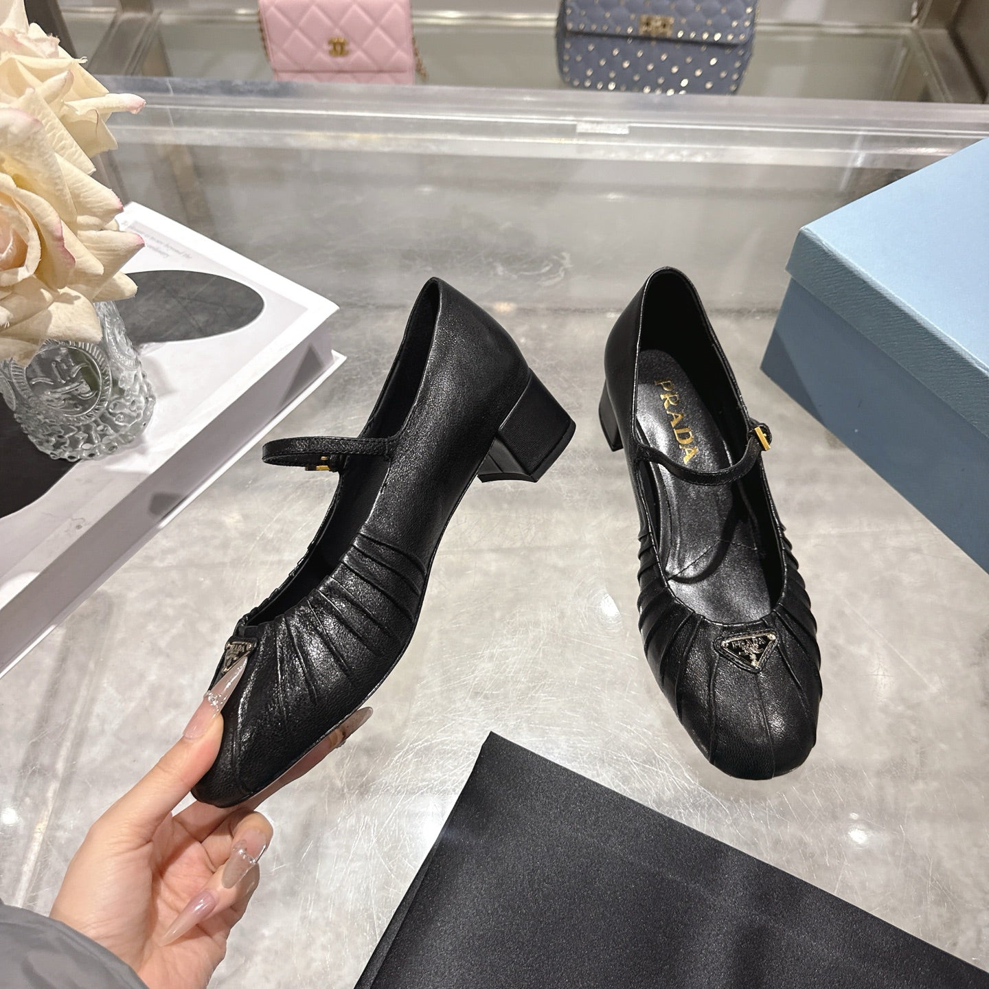 Prada 2026 Heel Ballet Shoe 40mm Sheepskin 715598
