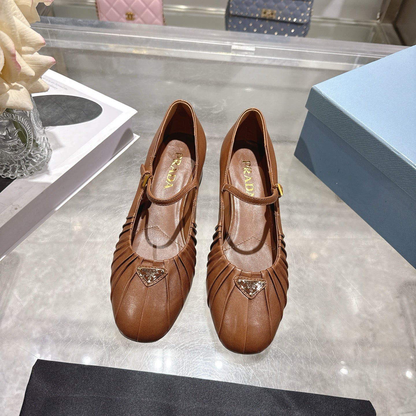 Prada 2026 Heel Ballet Shoe 40mm Sheepskin 715598
