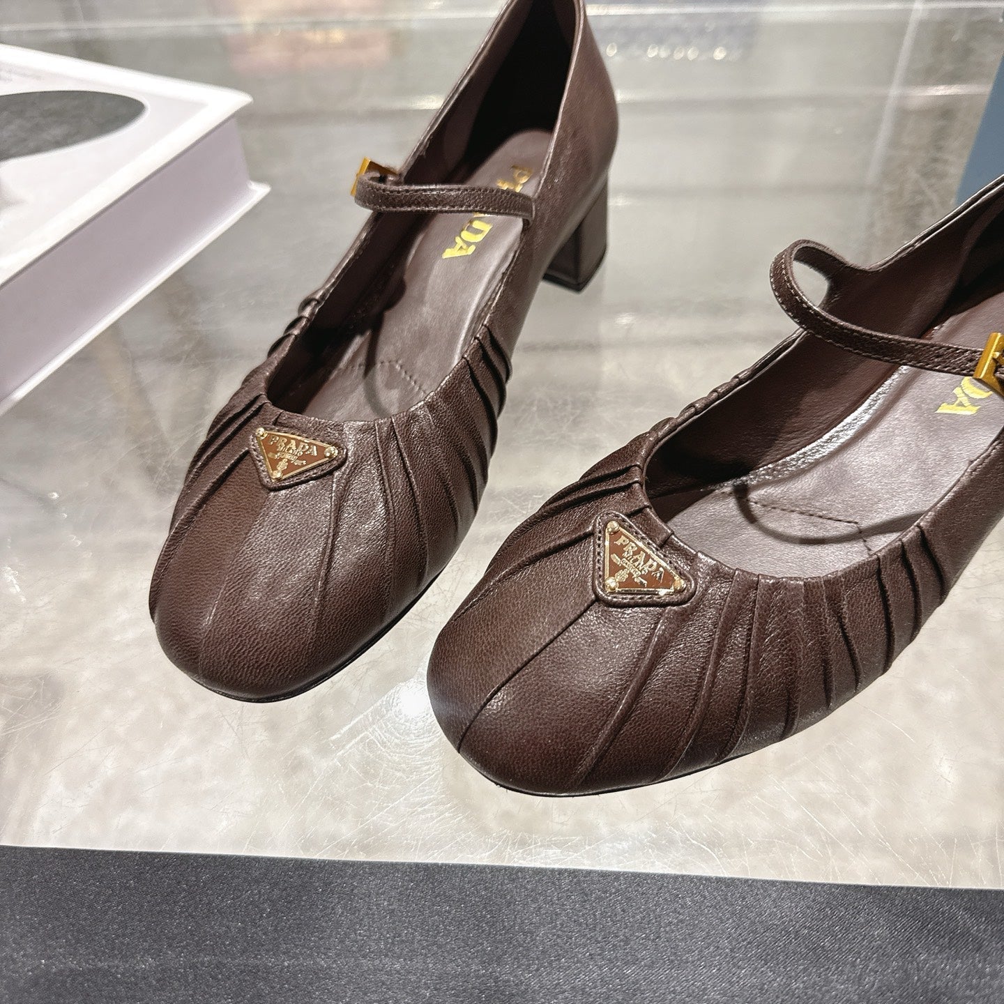 Prada 2026 Heel Ballet Shoe 40mm Sheepskin 715598