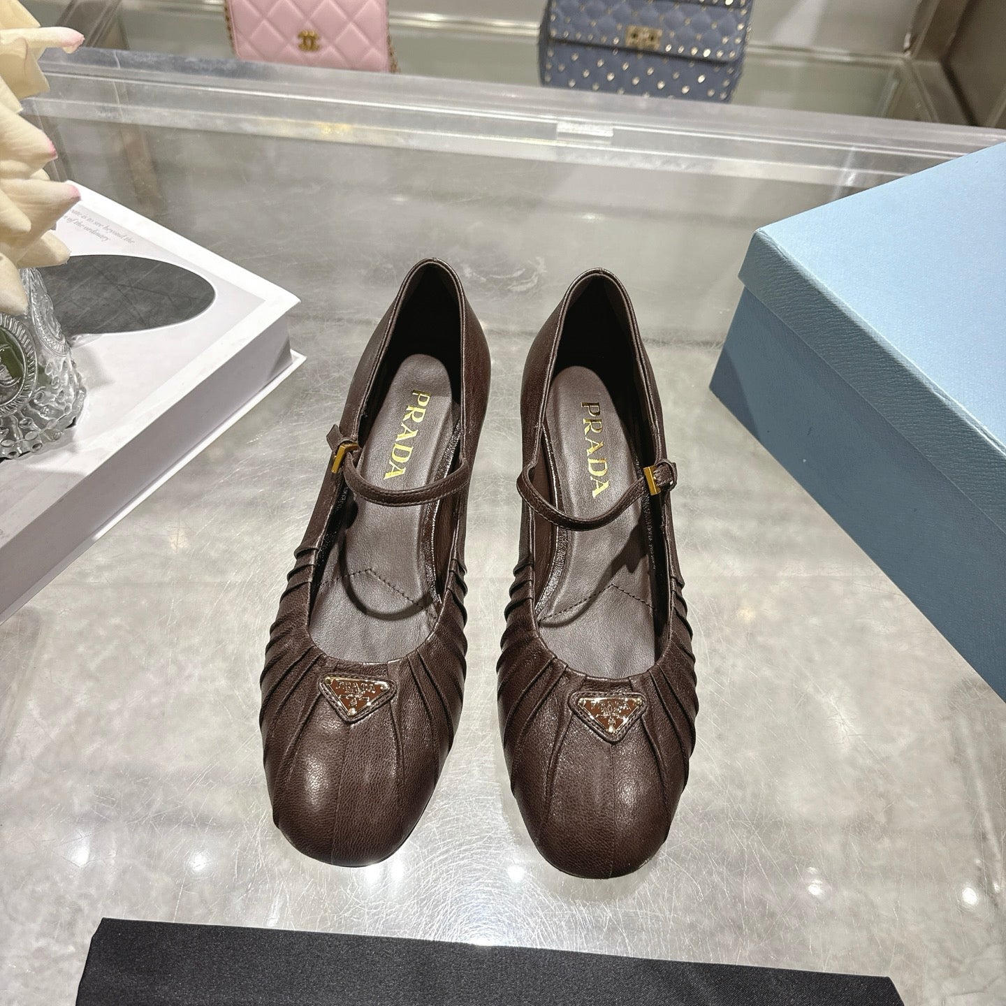 Prada 2026 Heel Ballet Shoe 40mm Sheepskin 715598