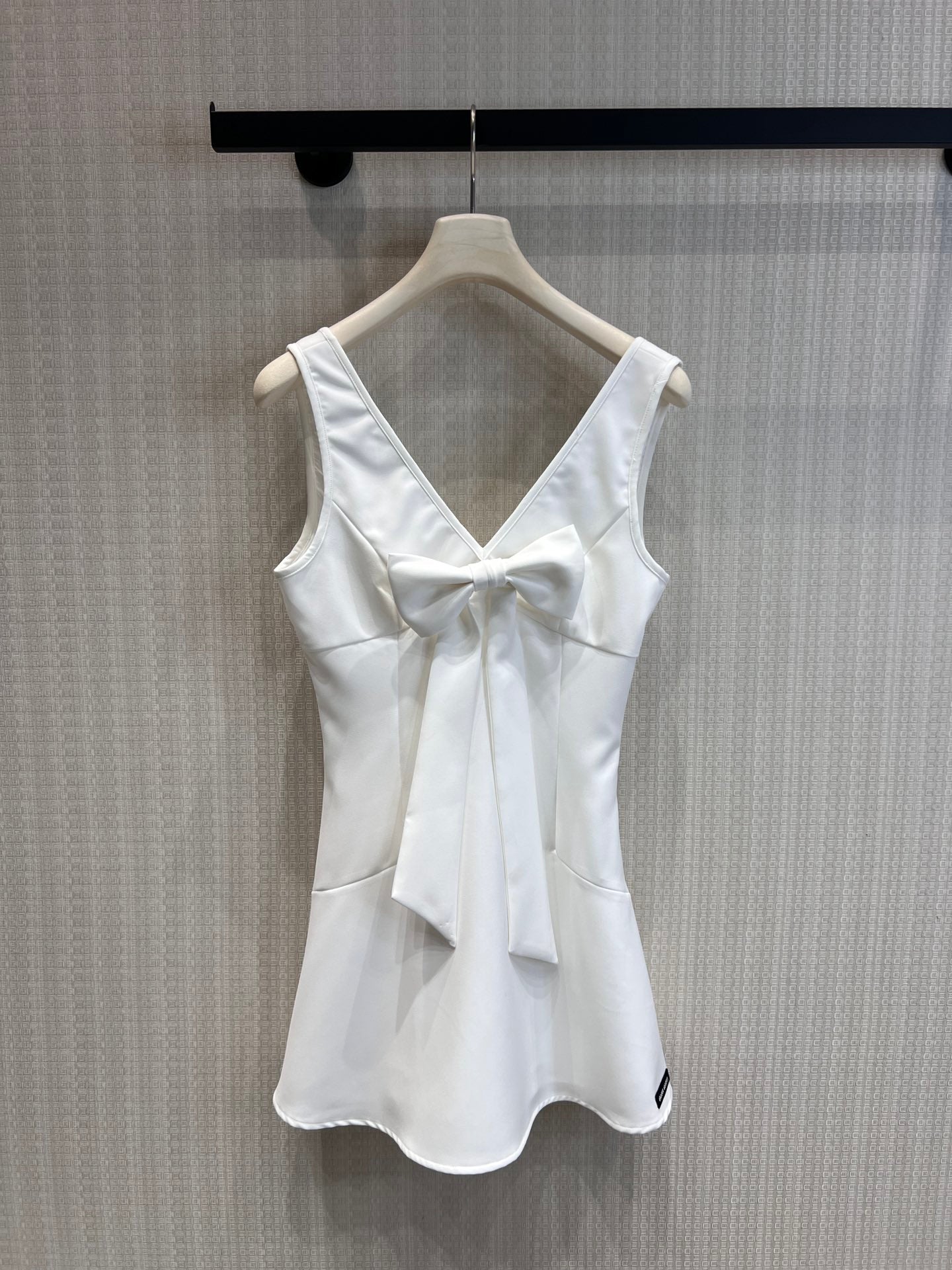 Miumiu 2026 V-neck Bow Vest Dress Black and White Polyester 356964