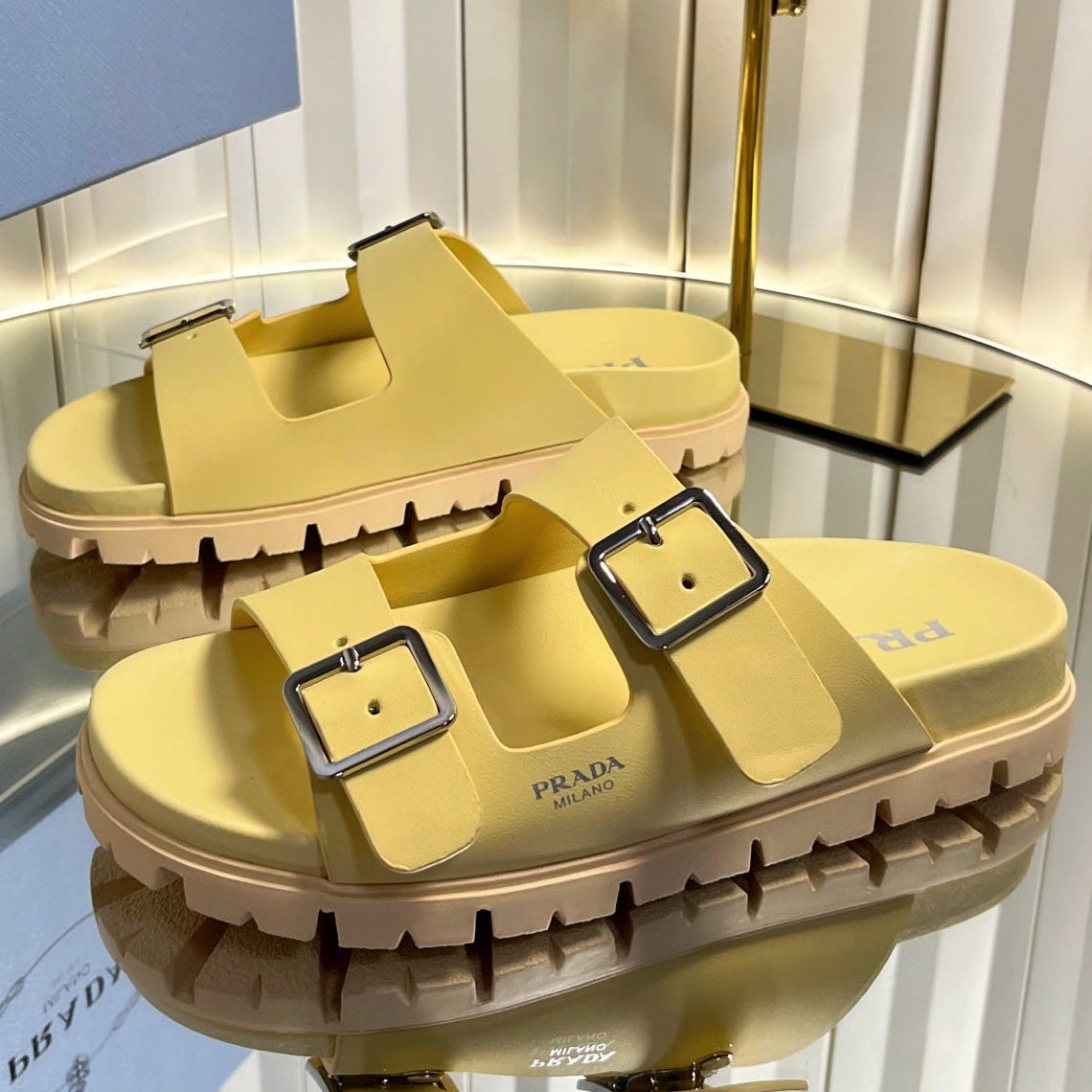 Prada 2026 Slides Slippers Two Straps Rubber 768752