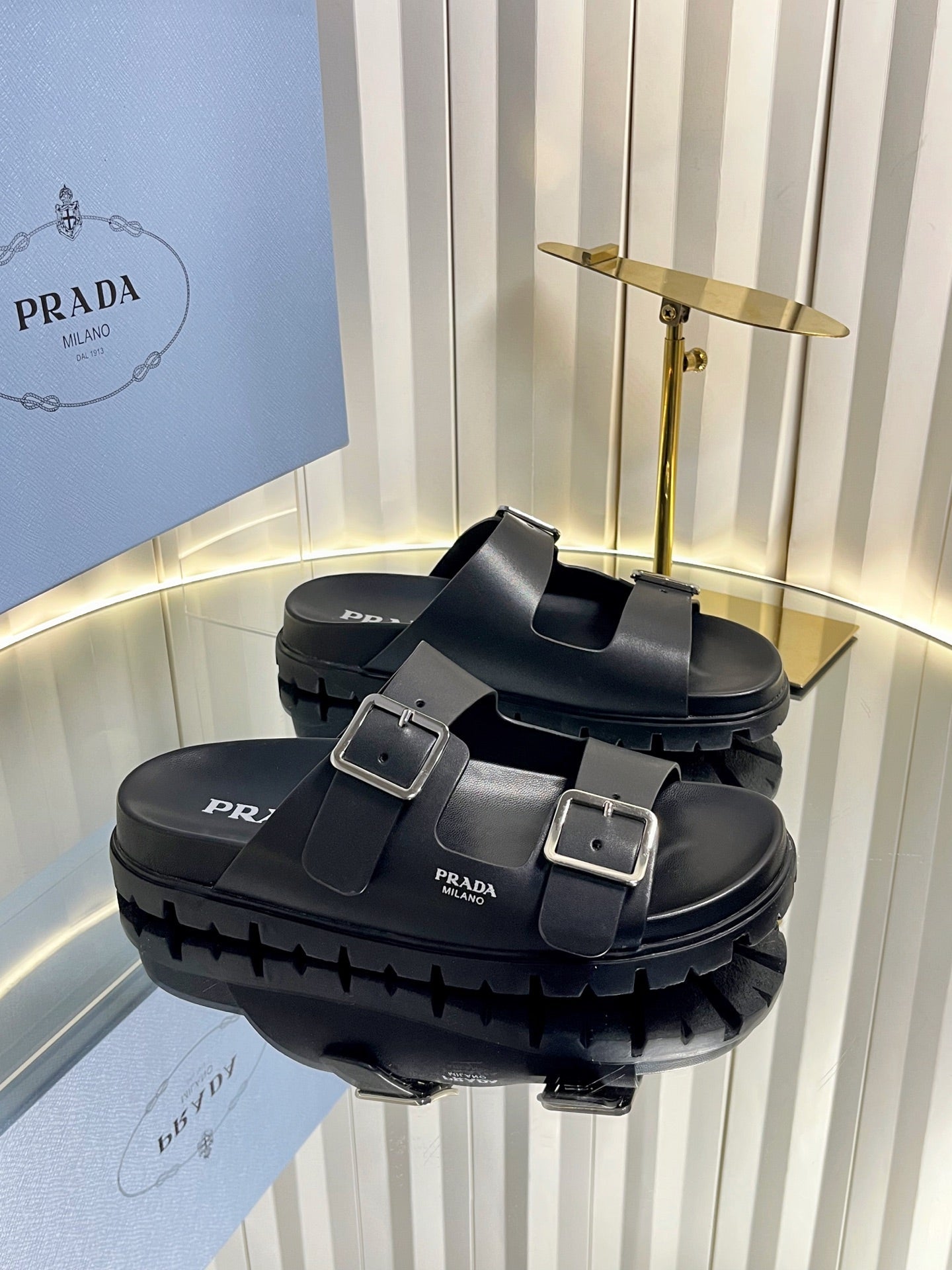Prada 2026 Slides Slippers Two Straps Rubber 768752