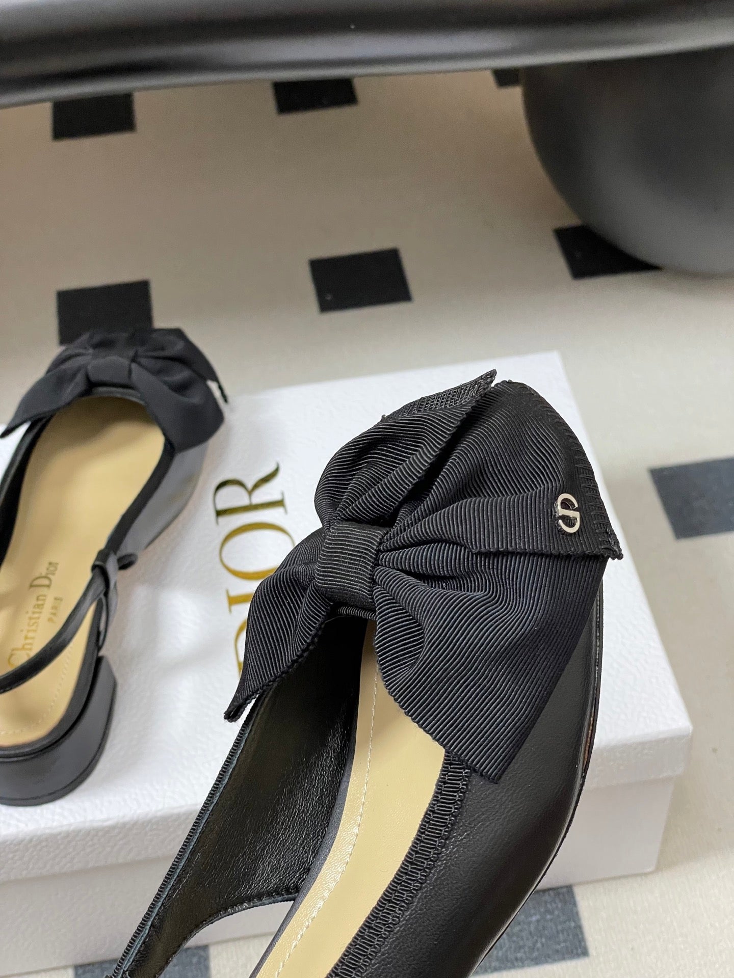 Dior 2026 D-Ballet Slingback Sandals with CD Buckle and Large Bow 699762
