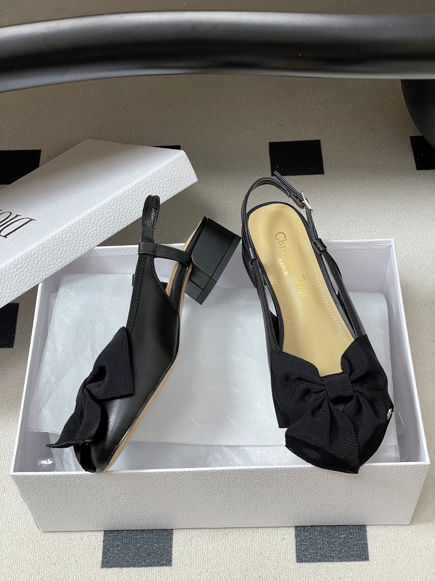 Dior 2026 D-Ballet Slingback Sandals with CD Buckle and Large Bow 699762