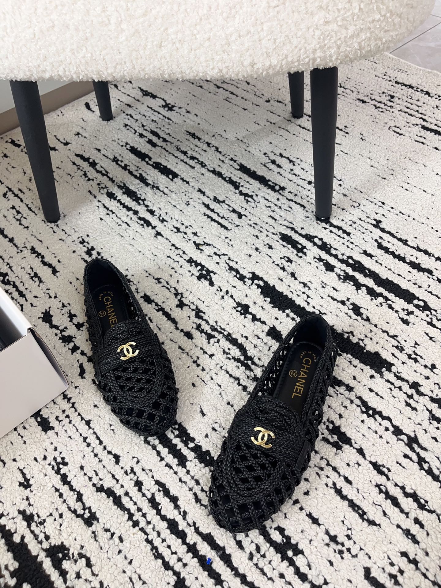 Chanel 2026 Braided Loafers Gold-Tone CC Logo Plaque Leather 778467